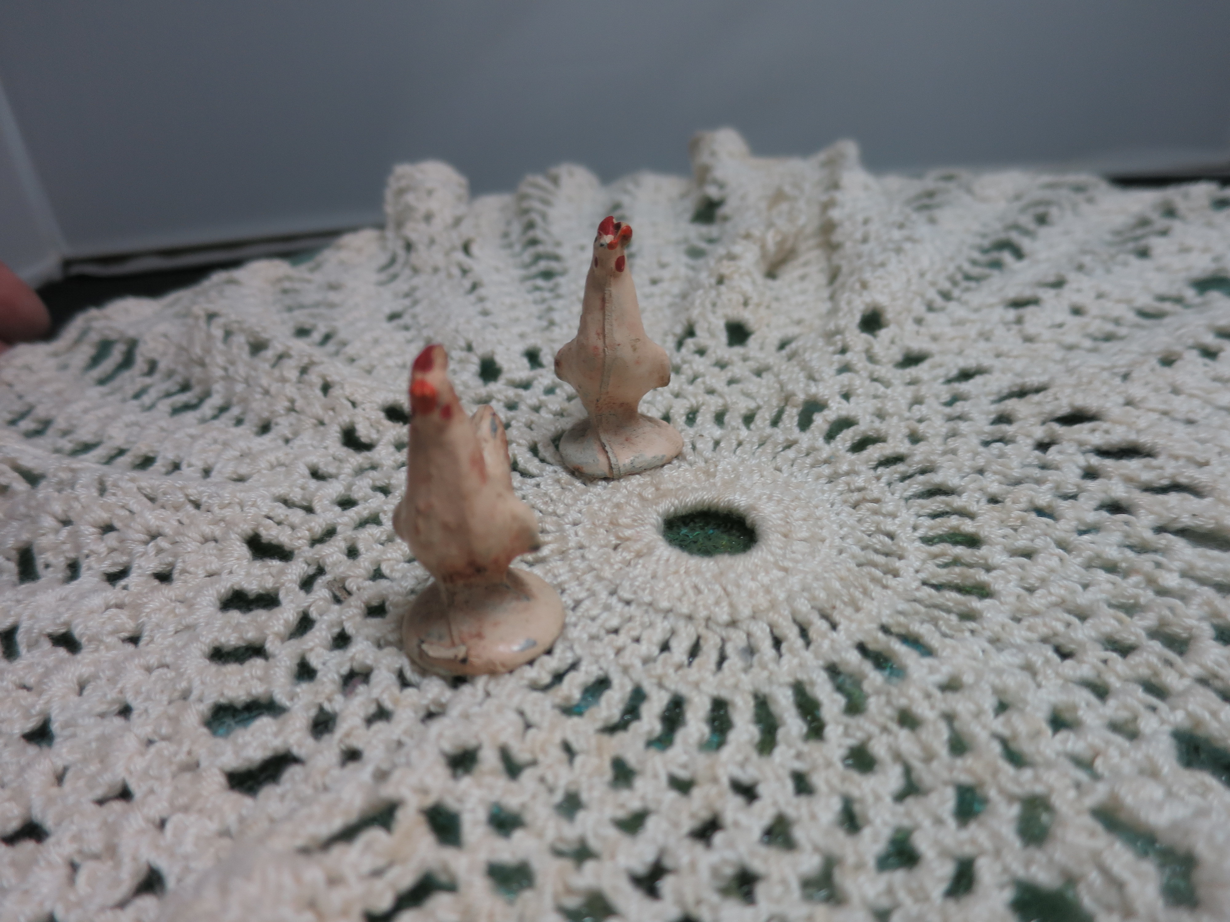Chickens two plastic hard rubber Farm & Country Animals