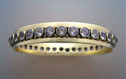 15K Gold 19 Ct  Amethyst Bangle Bracelet Antique
