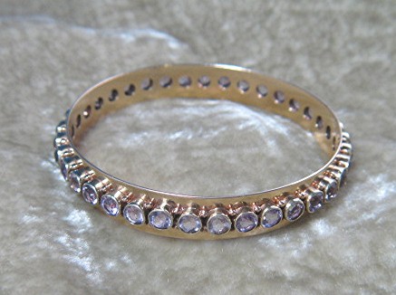 15K Gold 19 Ct  Amethyst Bangle Bracelet Antique