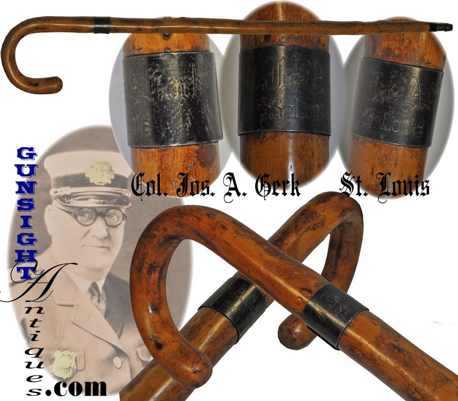 Inscribed walking Stick of Col. Joseph A. Gerk – St. LOUIS, MISSOURI POLICE CHIEF 1925 /1934