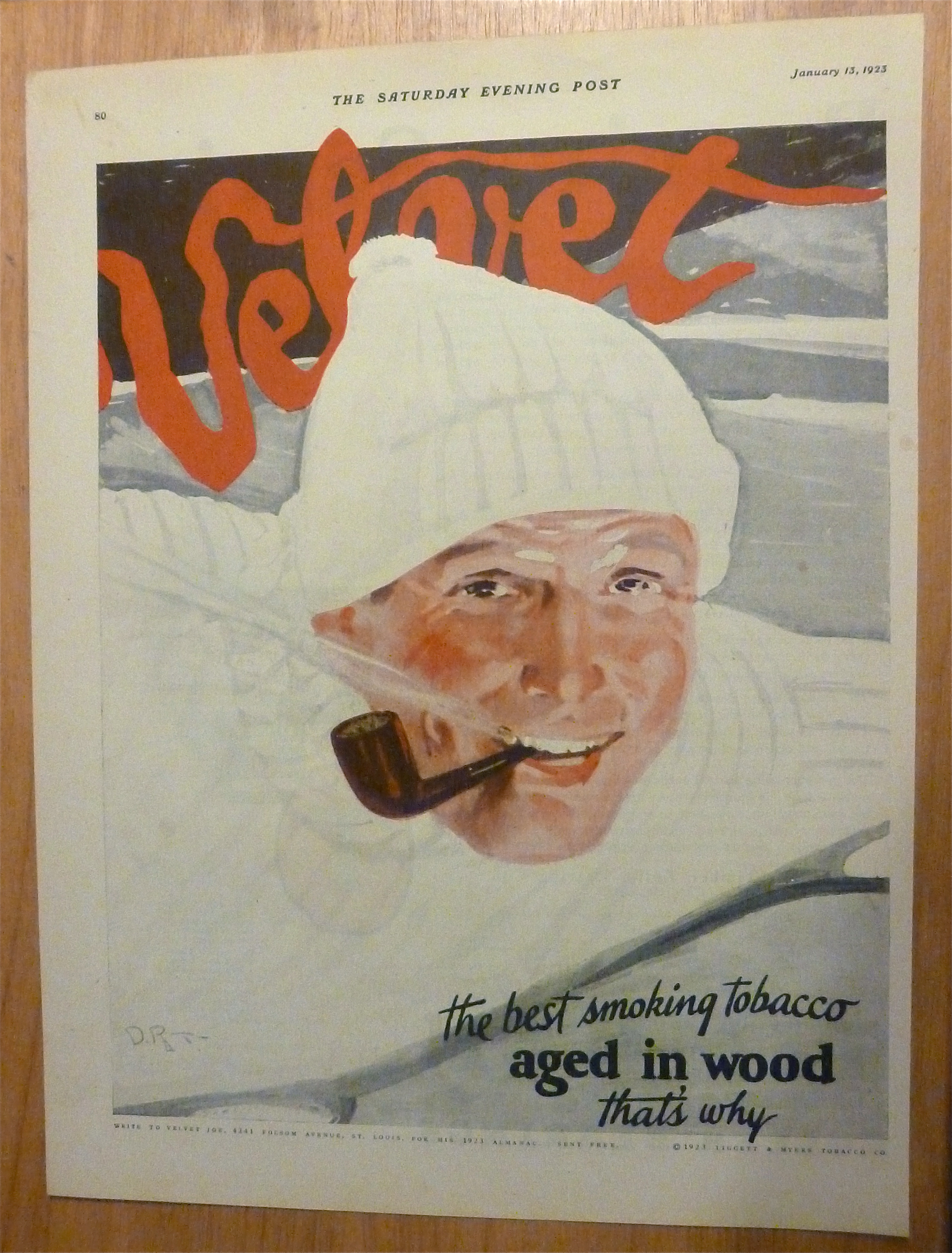 1923 Velvet Tobacco with Man Smoking Pipe