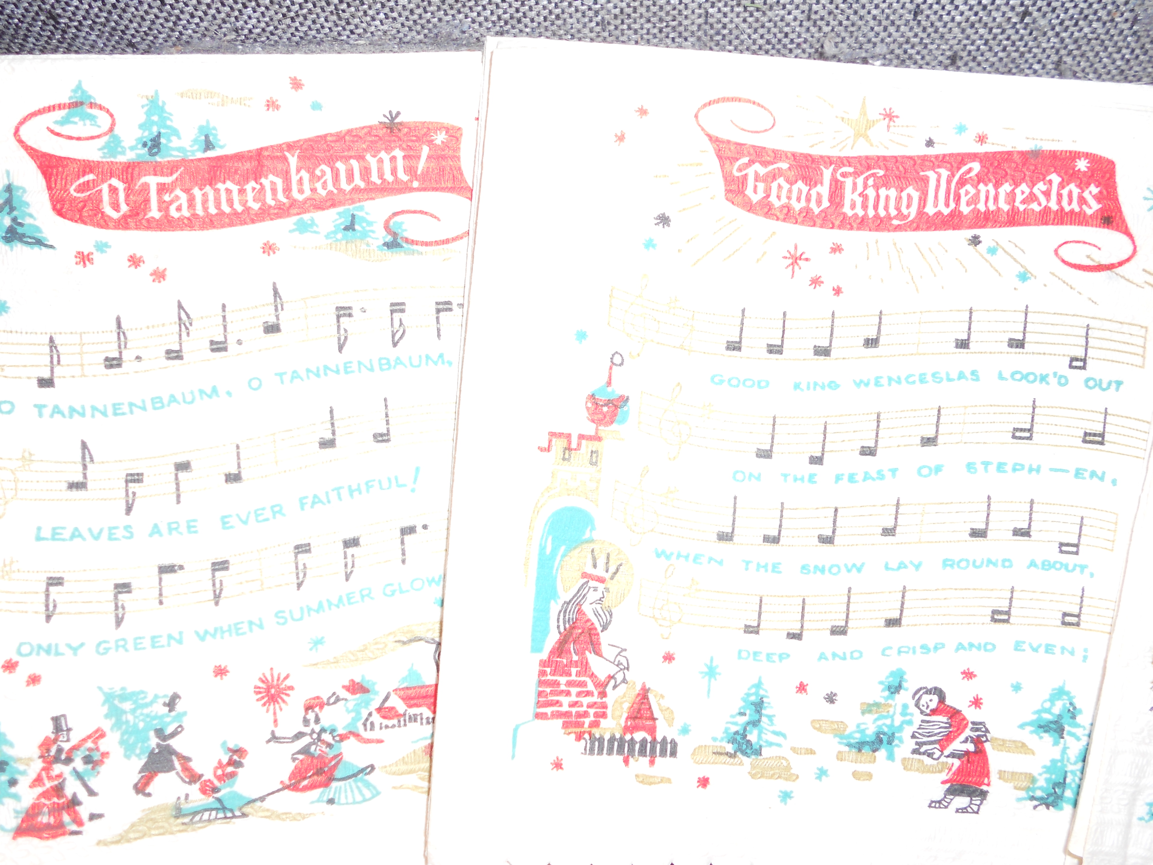 Christmas Carol Napkins Set E Erret Smith Inc