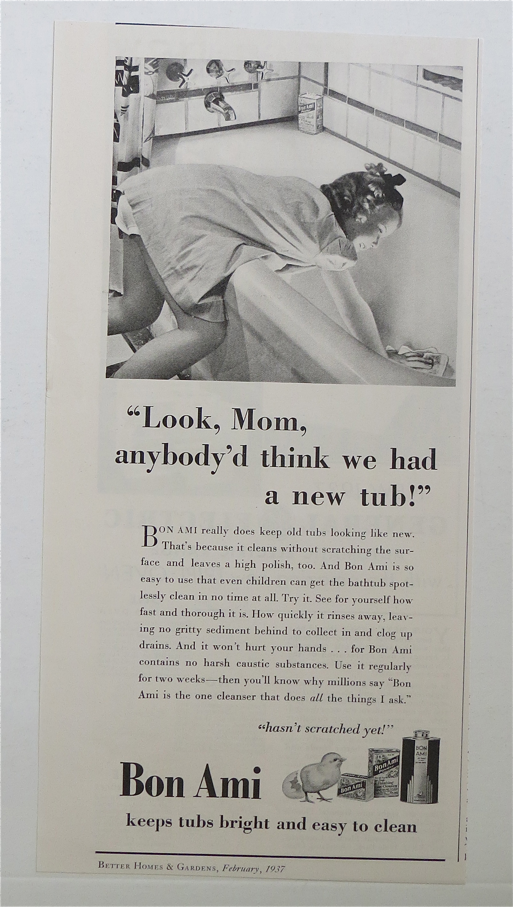 1937 Bon Ami with Little Girl Cleaning The Bathtub