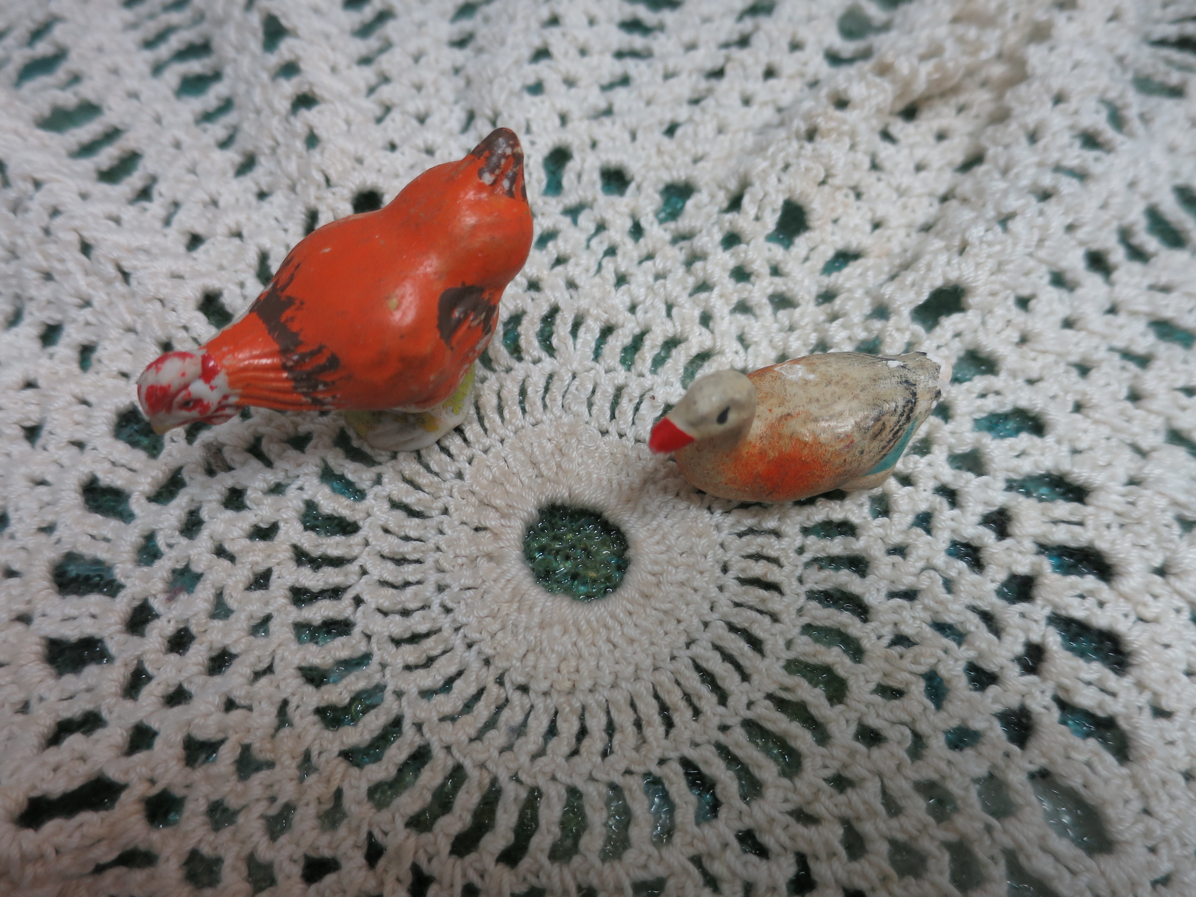 Japan Bisque Rooster Unmarked Bisque Duck Barn Yard Toy Figure