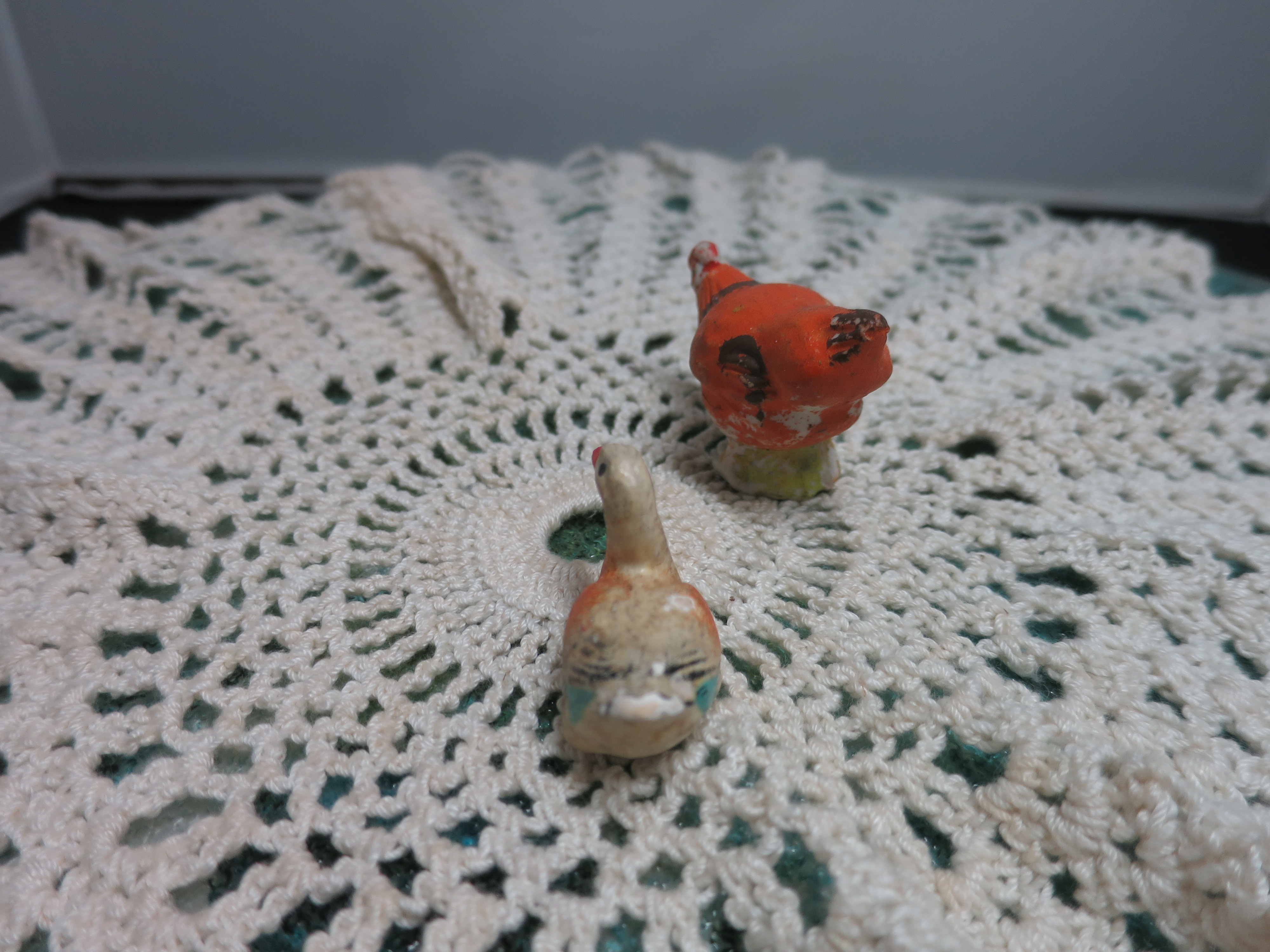 Japan Bisque Rooster Unmarked Bisque Duck Barn Yard Toy Figure