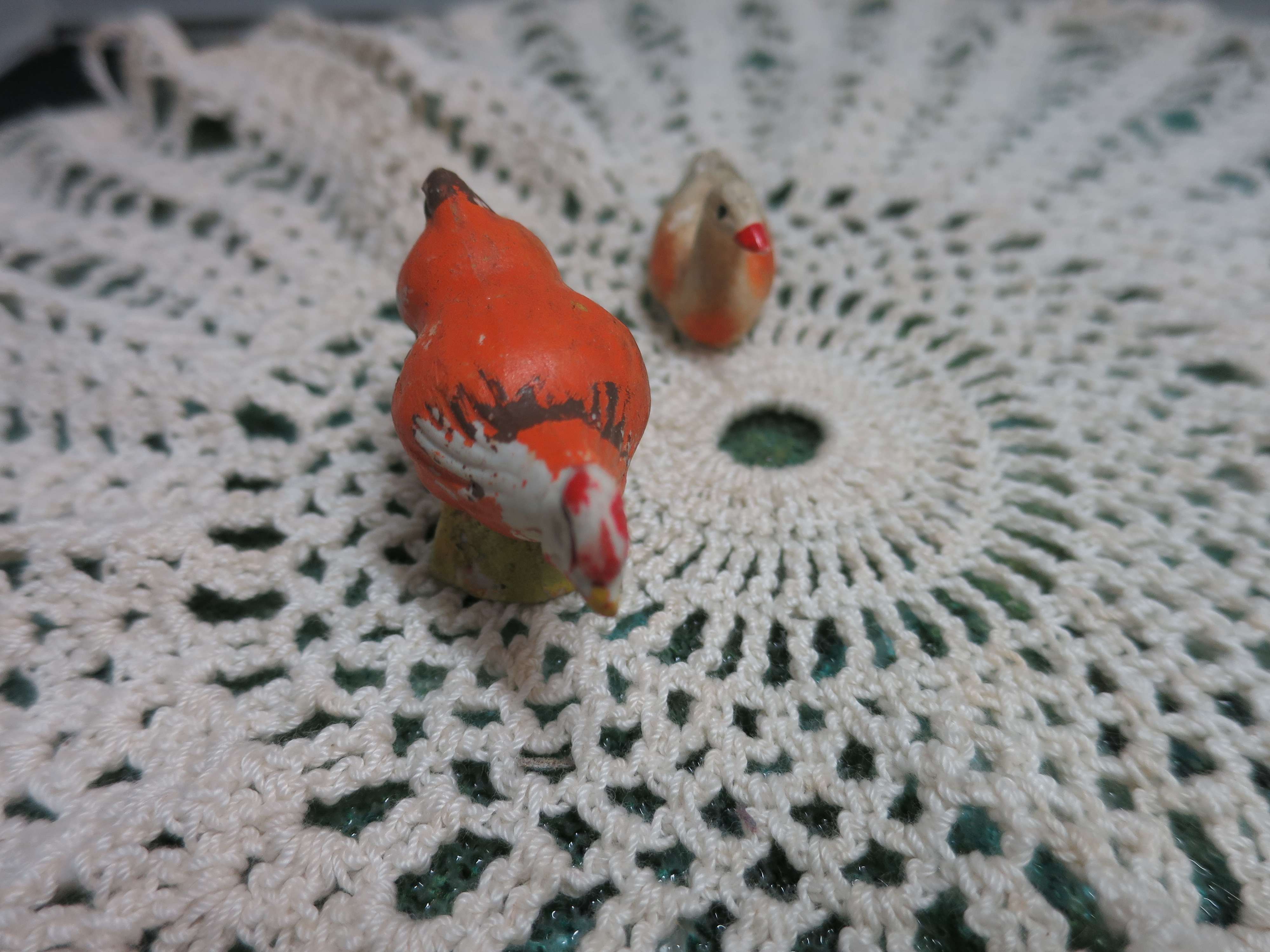 Japan Bisque Rooster Unmarked Bisque Duck Barn Yard Toy Figure