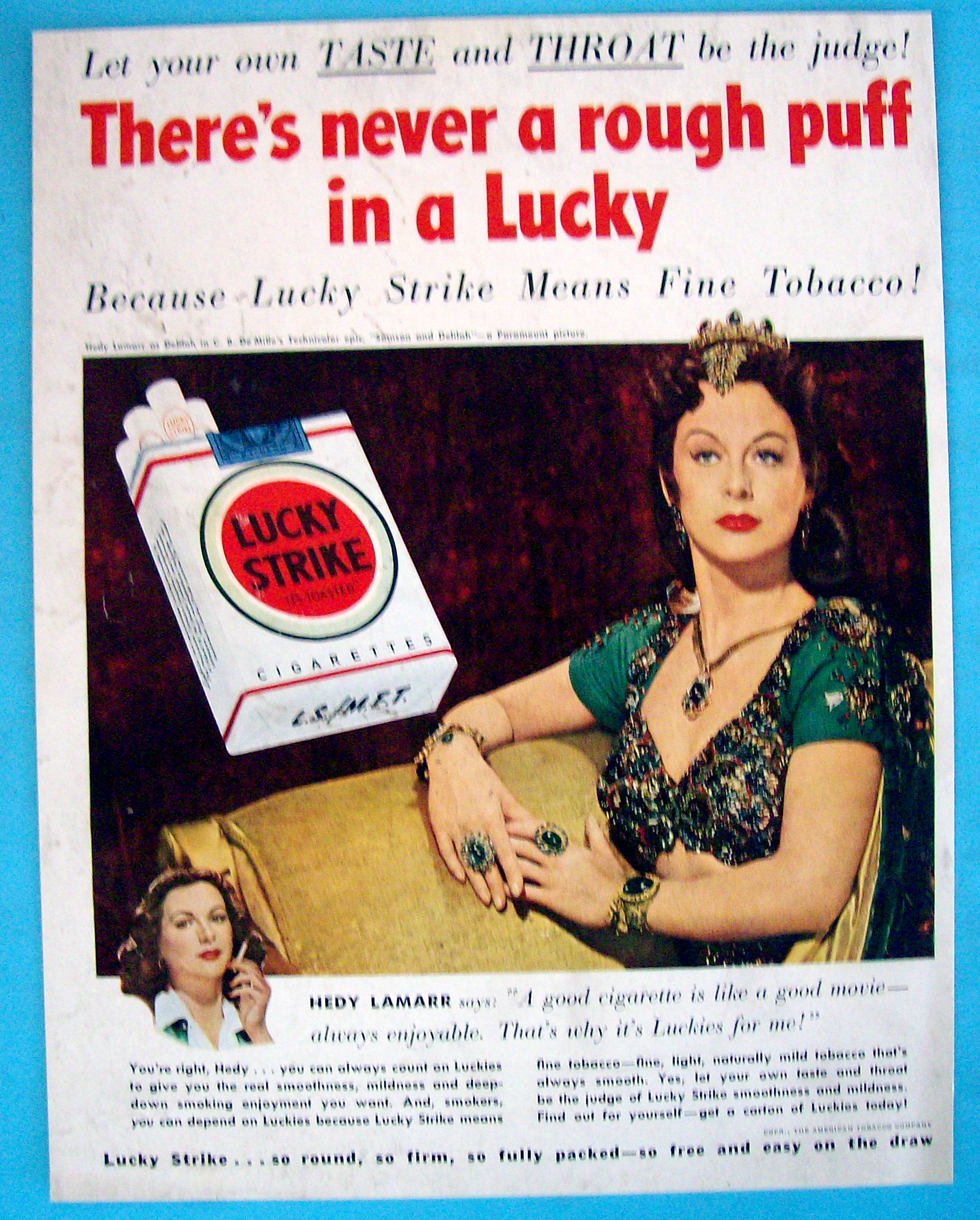 1950 Lucky Strike Cigarettes w/Hedy Lamarr as Delilah