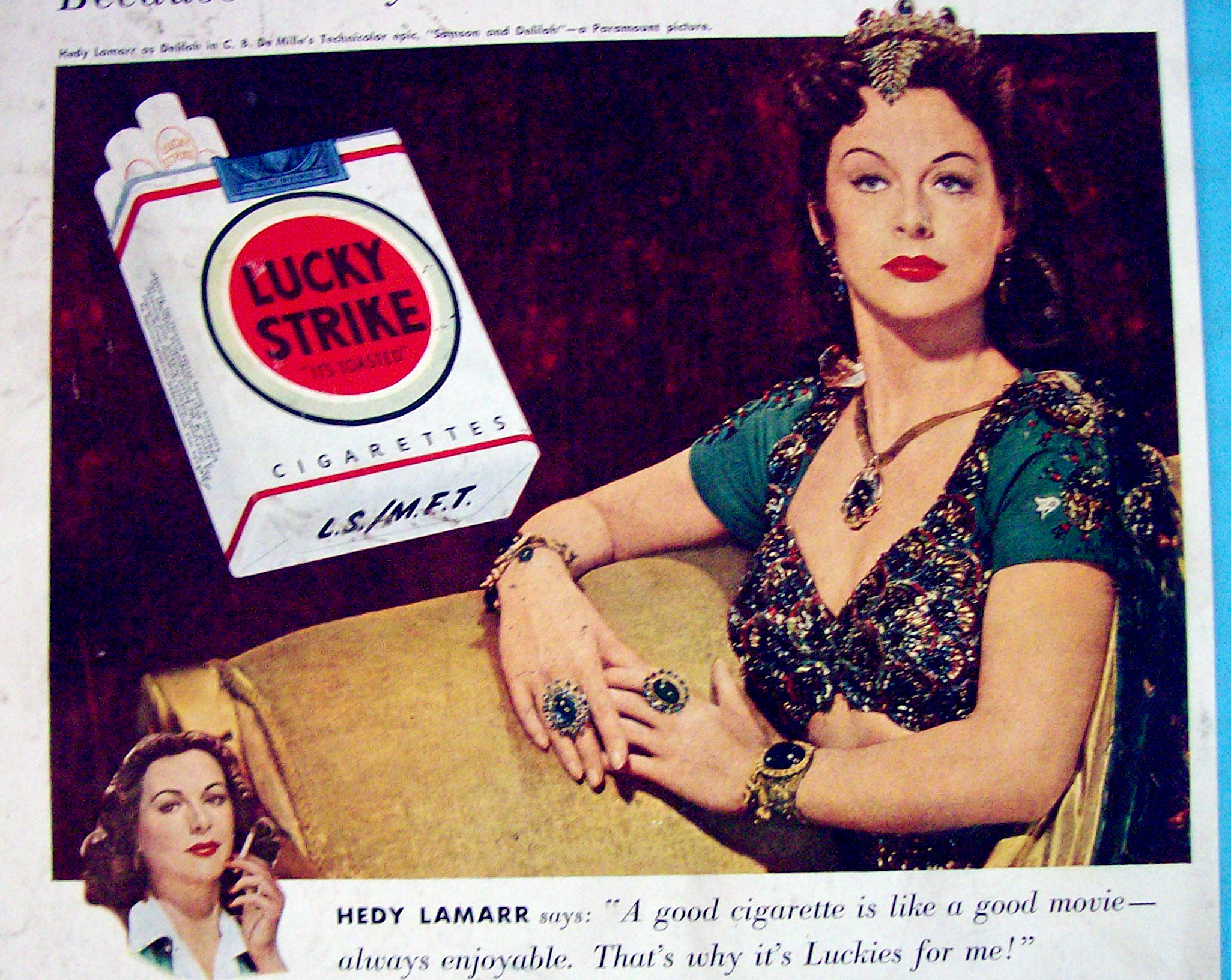 1950 Lucky Strike Cigarettes w/Hedy Lamarr as Delilah