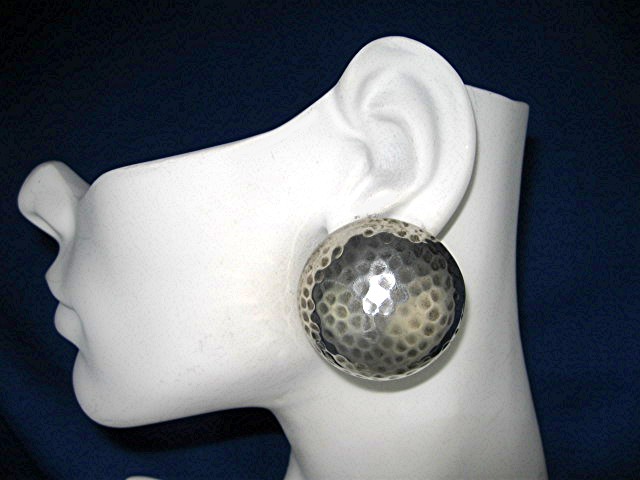 Taxco Mexico Sterling Silver Dimple Clip  Earrings