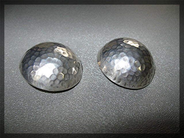 Taxco Mexico Sterling Silver Dimple Clip  Earrings