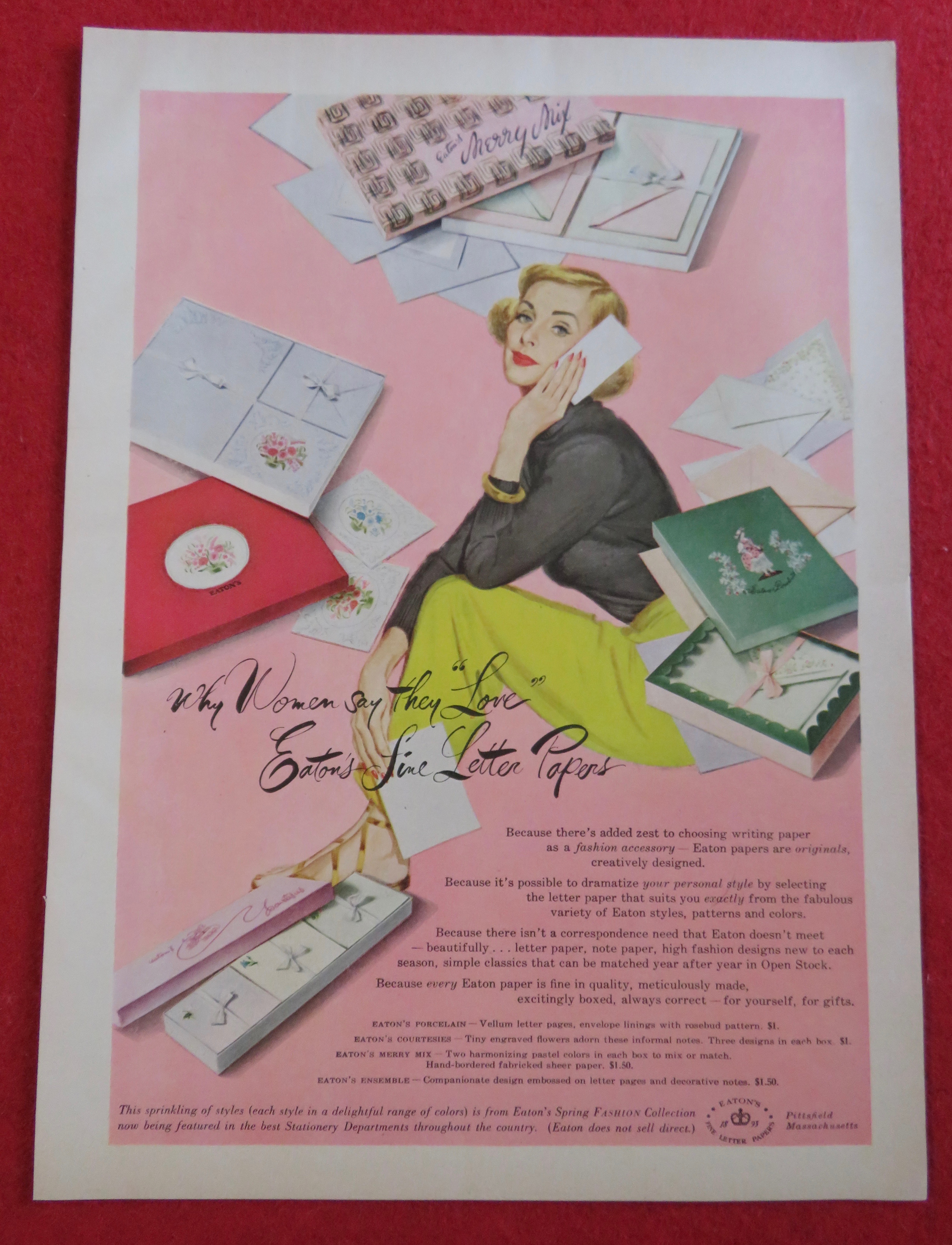 1951 Eatons Line Letter Paper with Woman & Letter