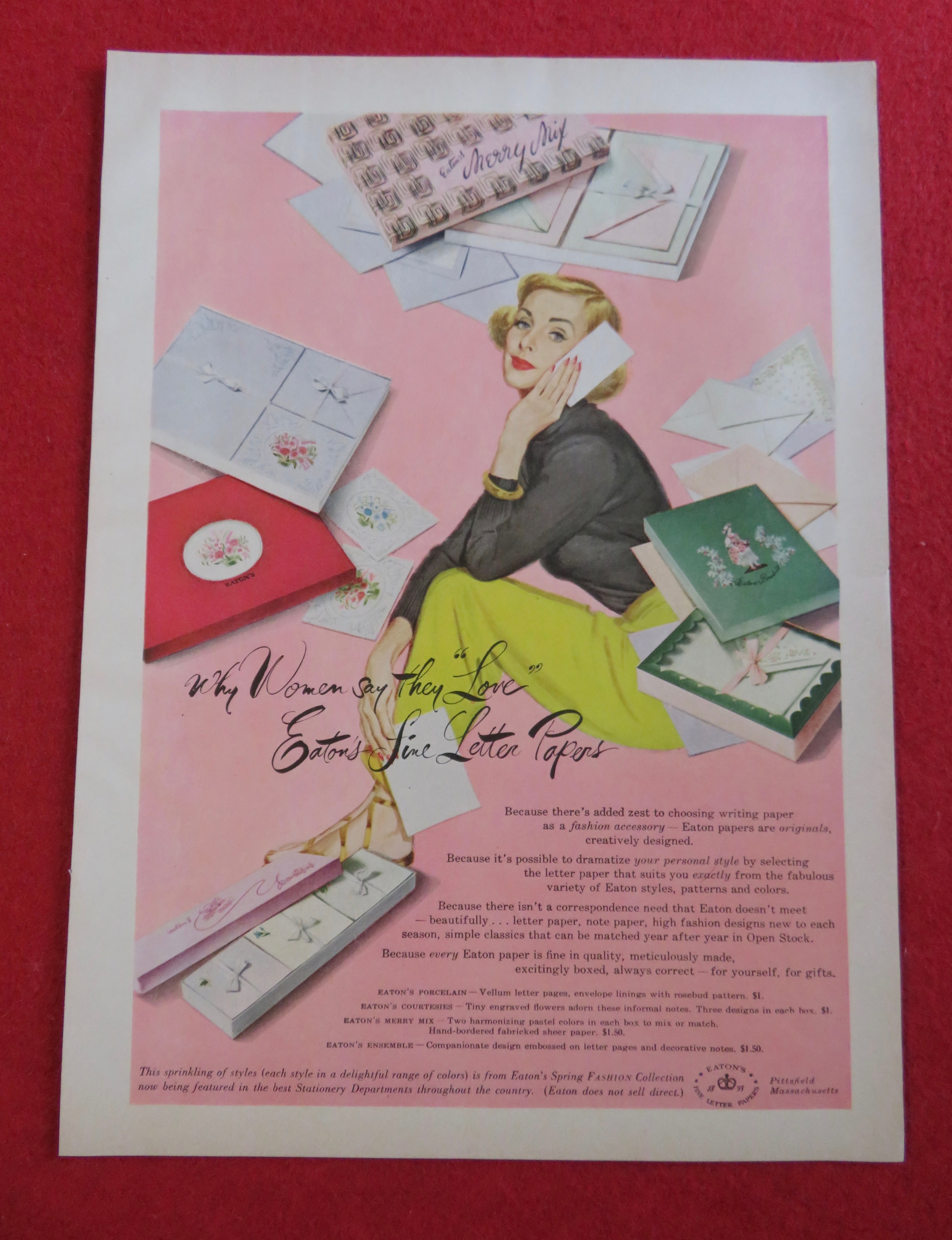 1951 Eatons Line Letter Paper with Woman & Letter
