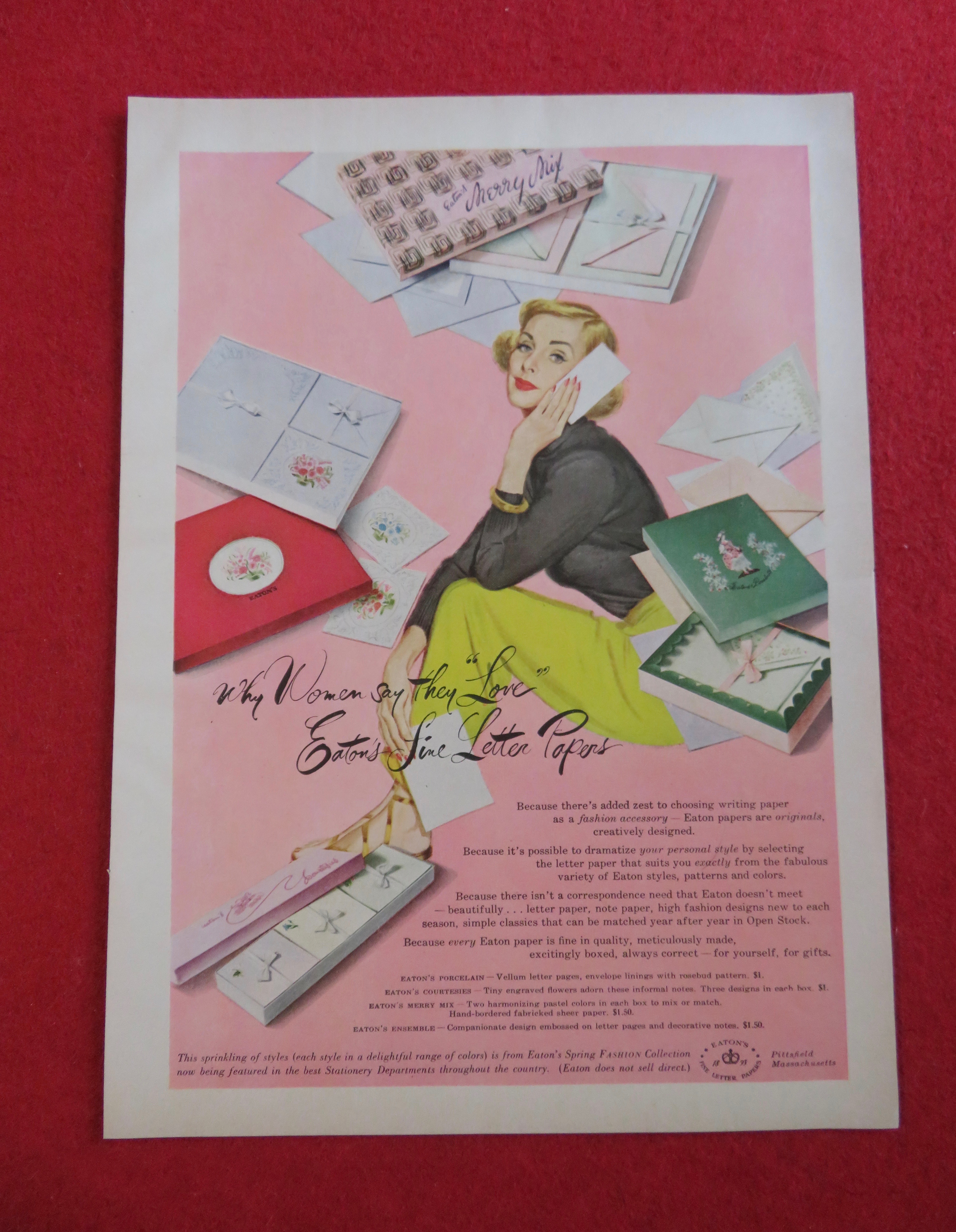 1951 Eatons Line Letter Paper with Woman & Letter