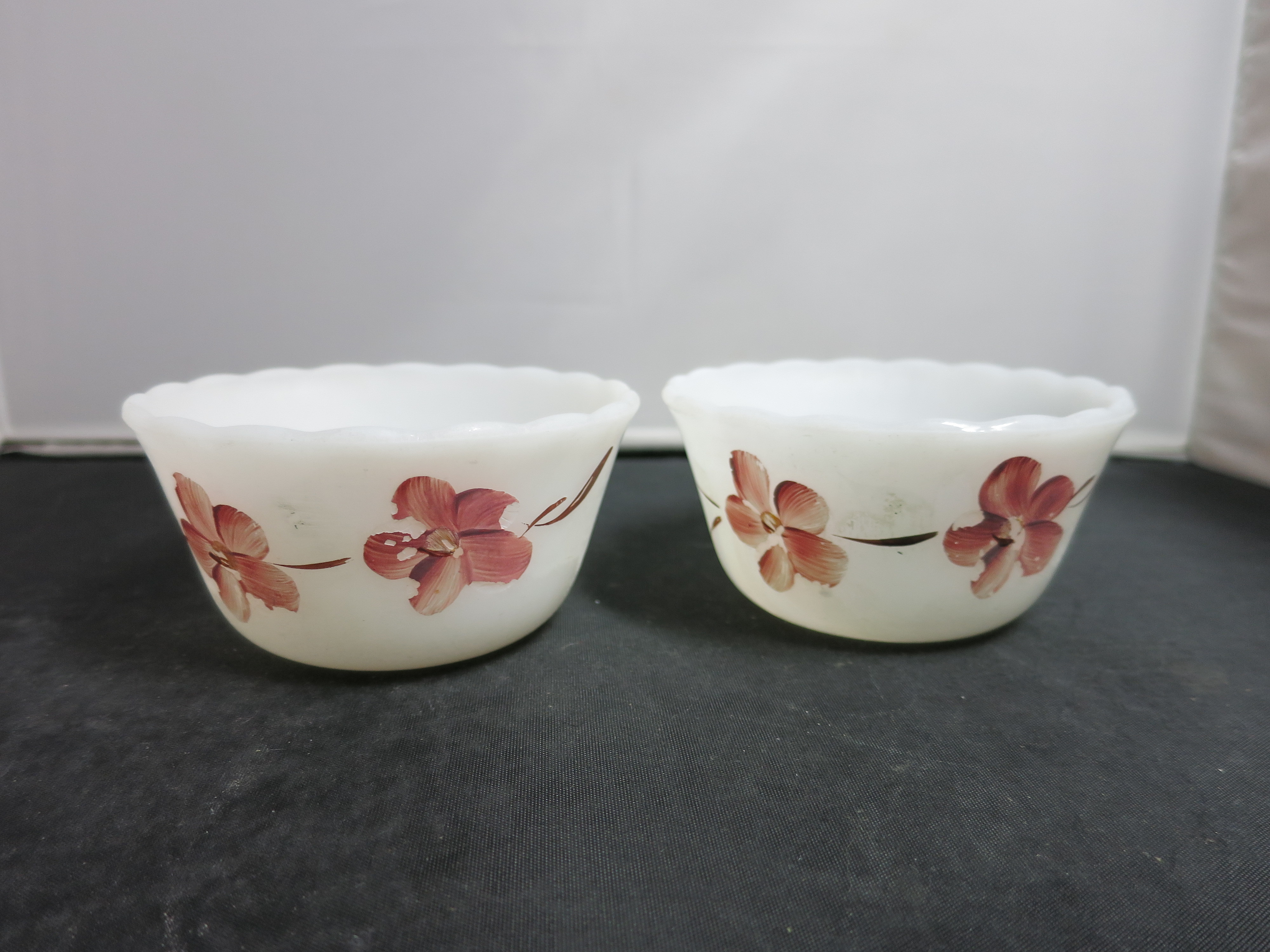 Vintage Fire King Peach Blossom Custard Dish Scalloped 6 Oz