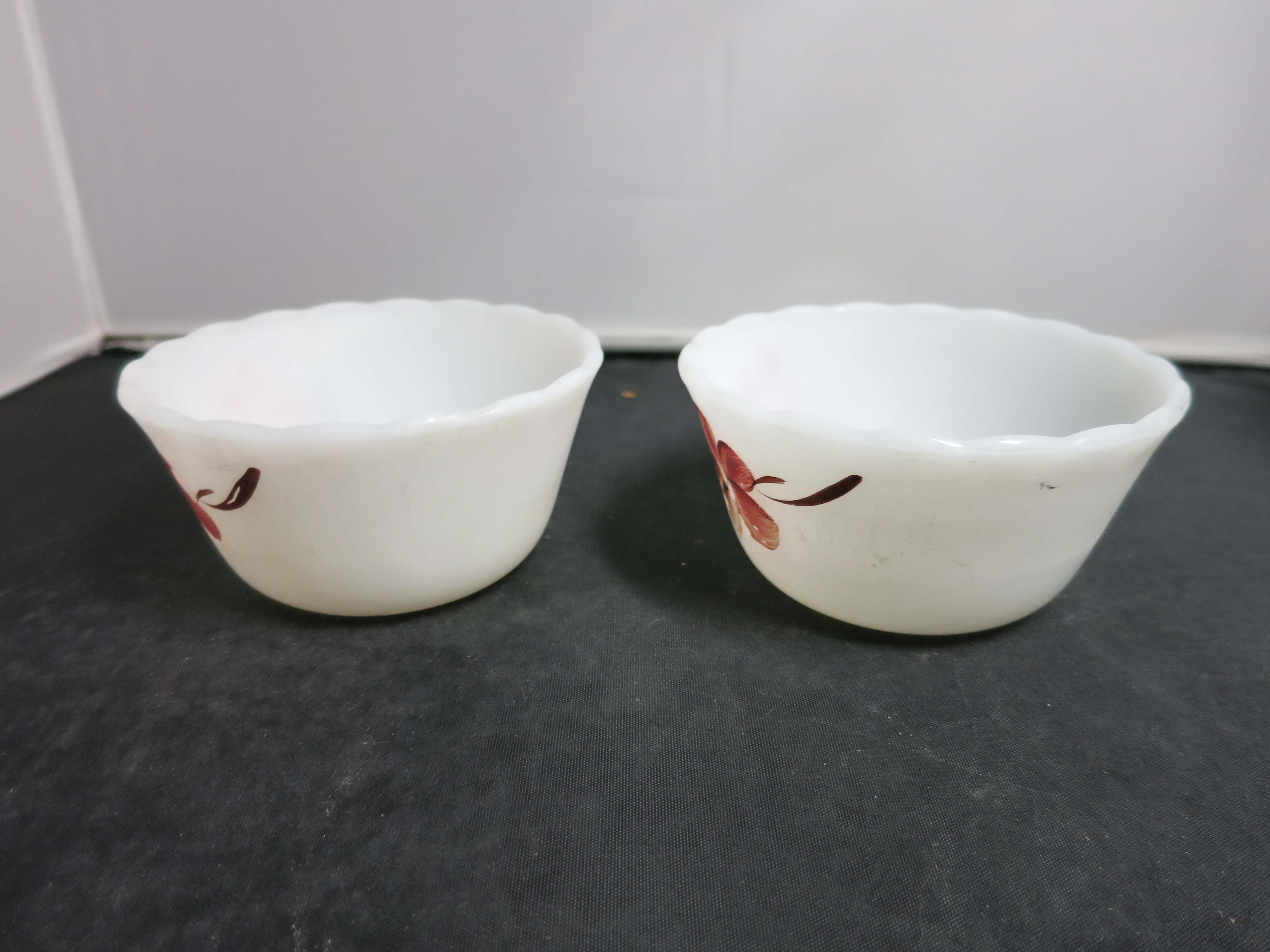 Vintage Fire King Peach Blossom Custard Dish Scalloped 6 Oz