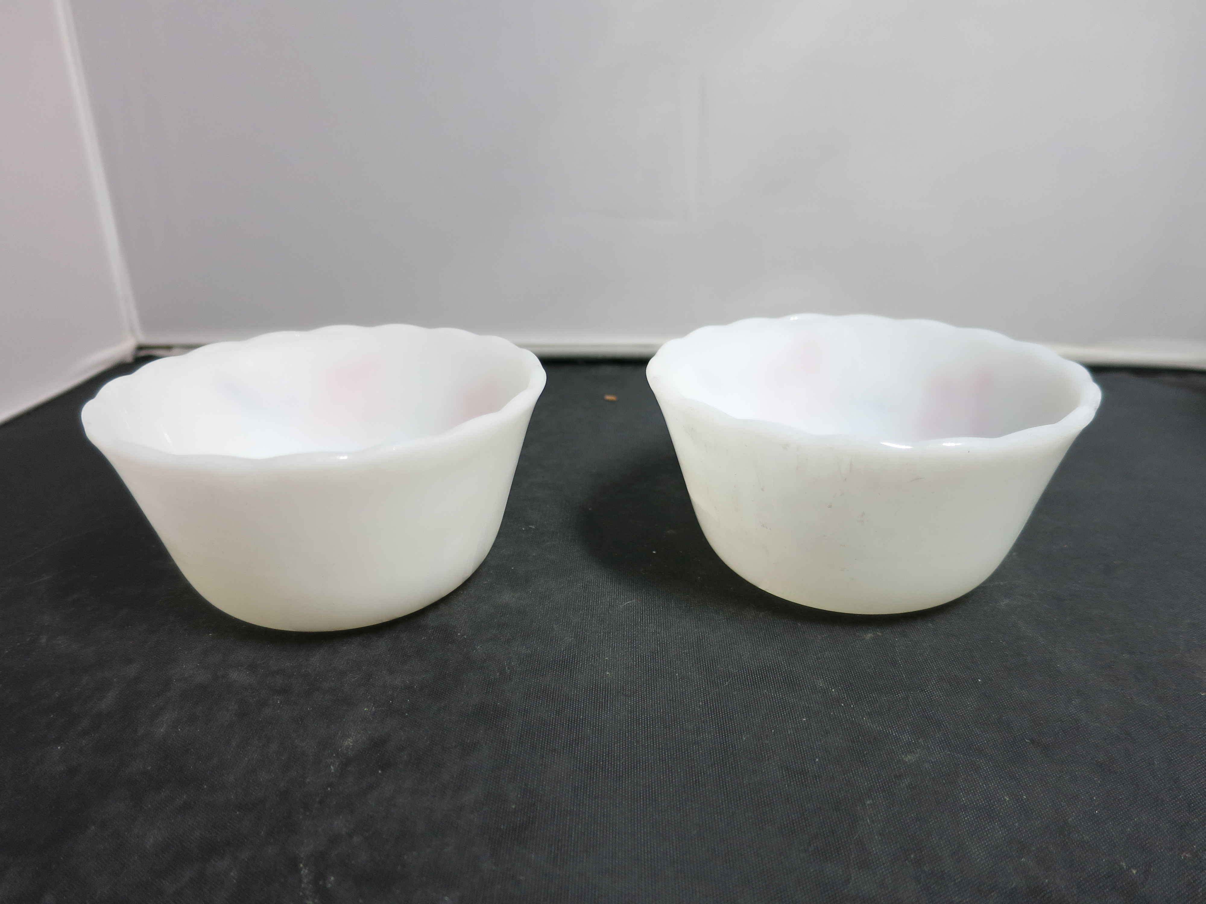 Vintage Fire King Peach Blossom Custard Dish Scalloped 6 Oz