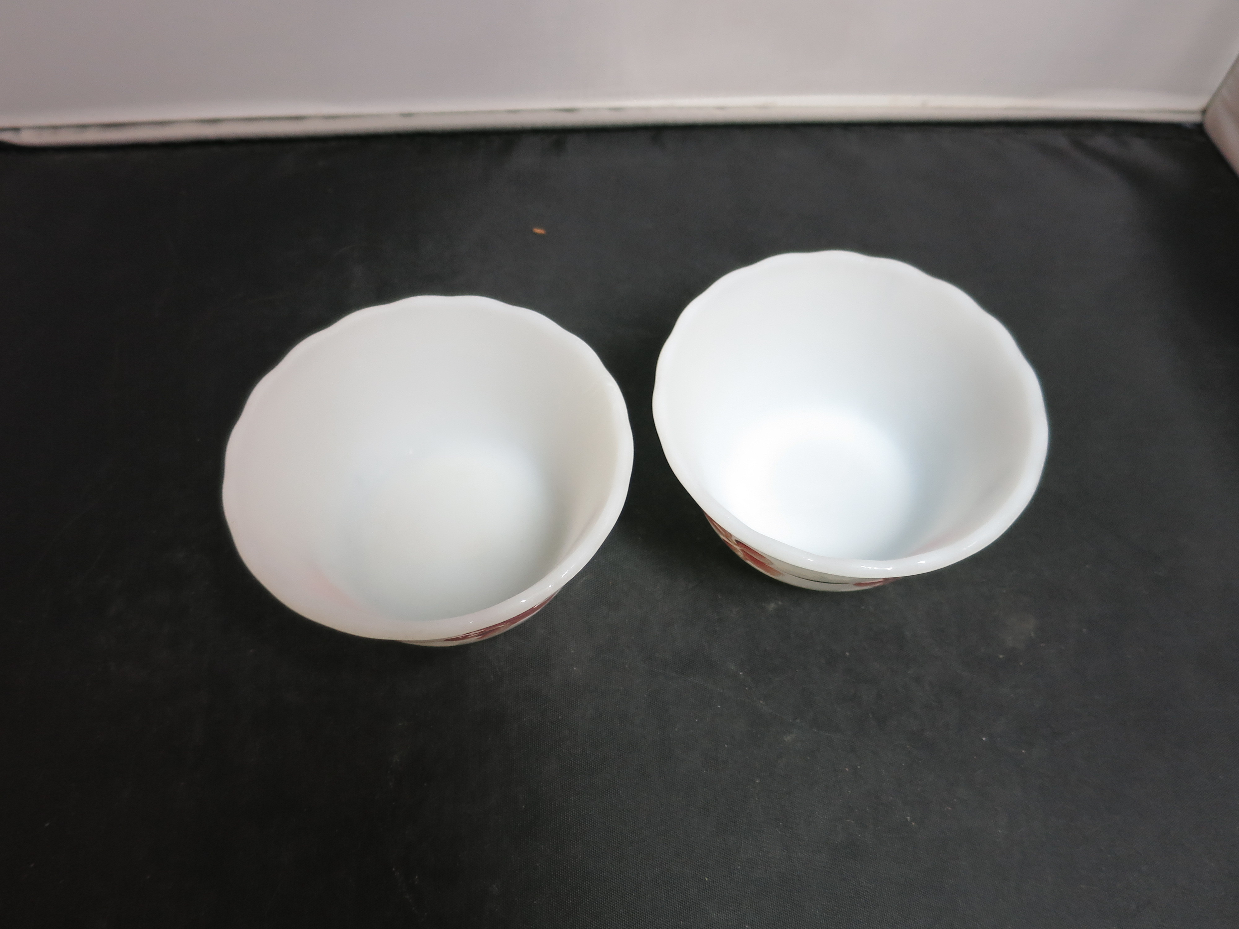 Vintage Fire King Peach Blossom Custard Dish Scalloped 6 Oz