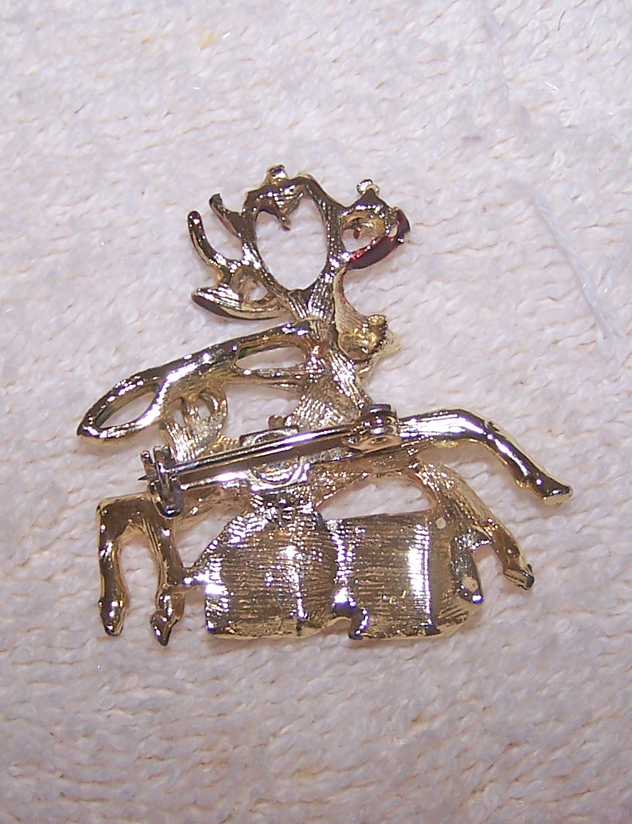 Reindeer Flying Over Houses Pin