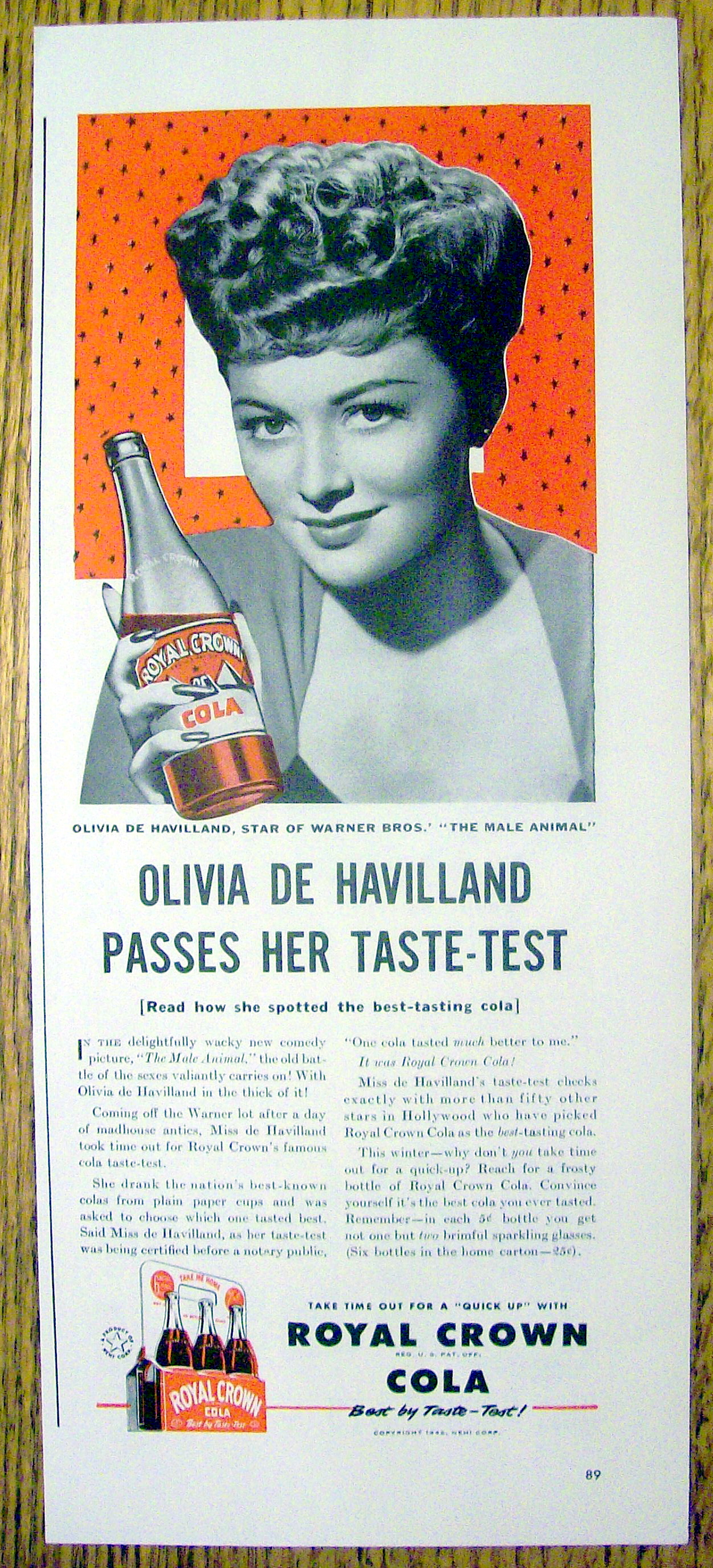1942 Royal Crown Cola with Olivia De Havilland