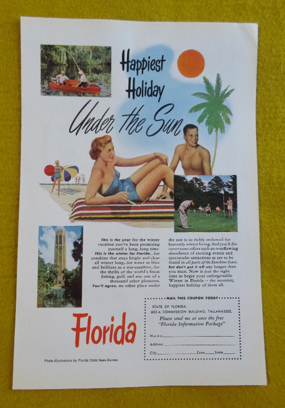 1951 Florida with Woman & Man Sitting on the Beach