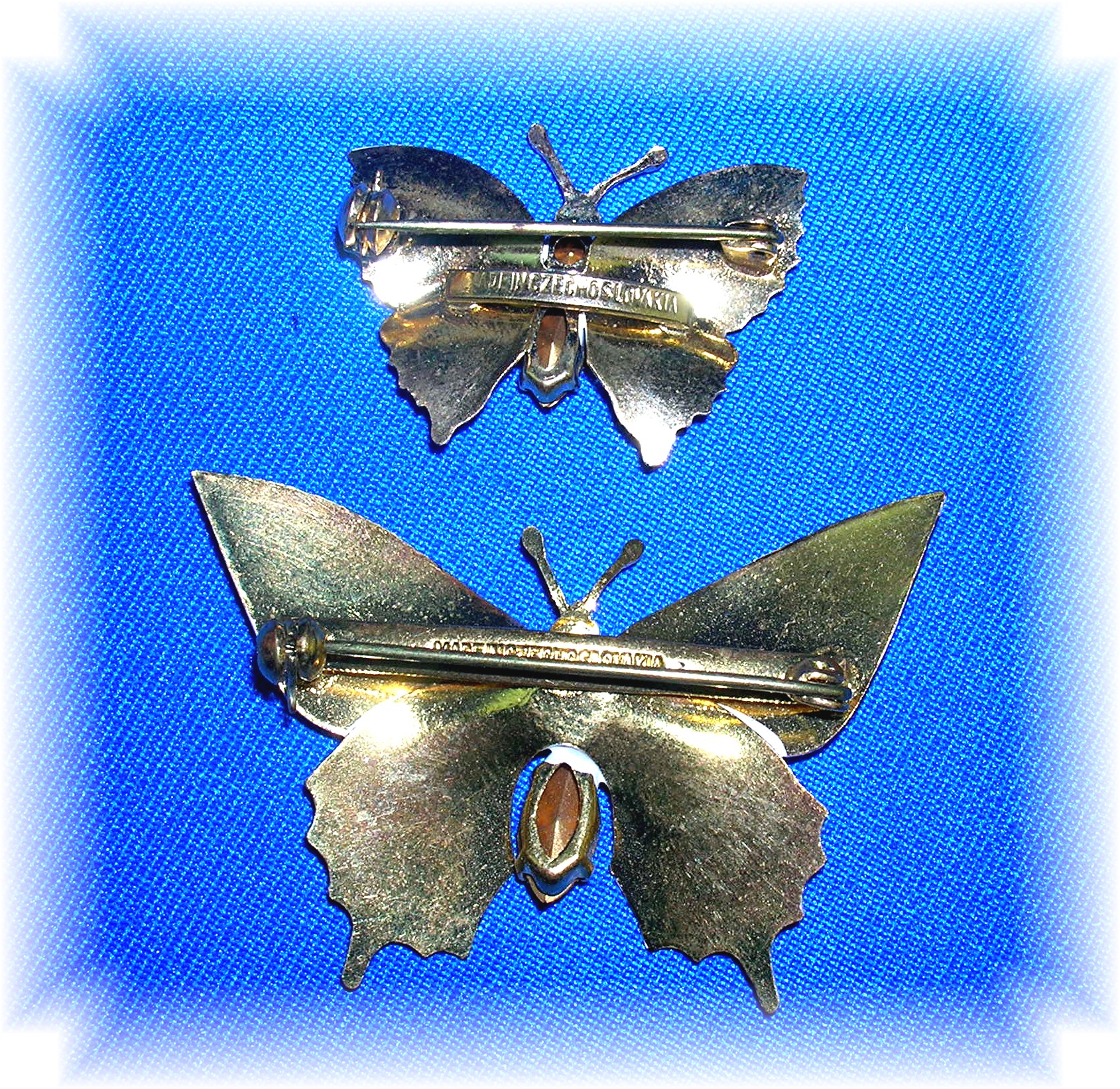 2 Butterfly Brooches Made in Czechoslovakia