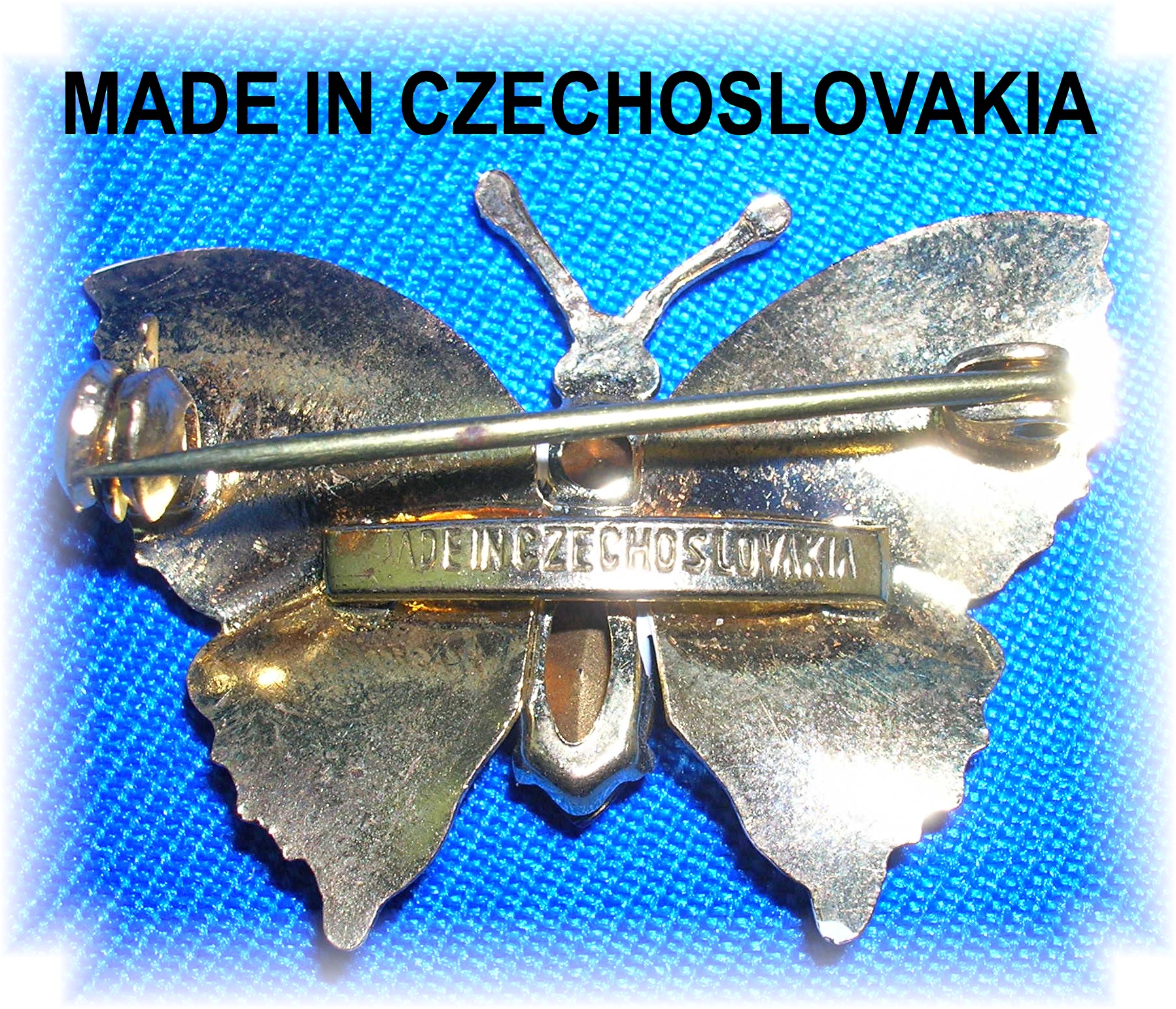 2 Butterfly Brooches Made in Czechoslovakia