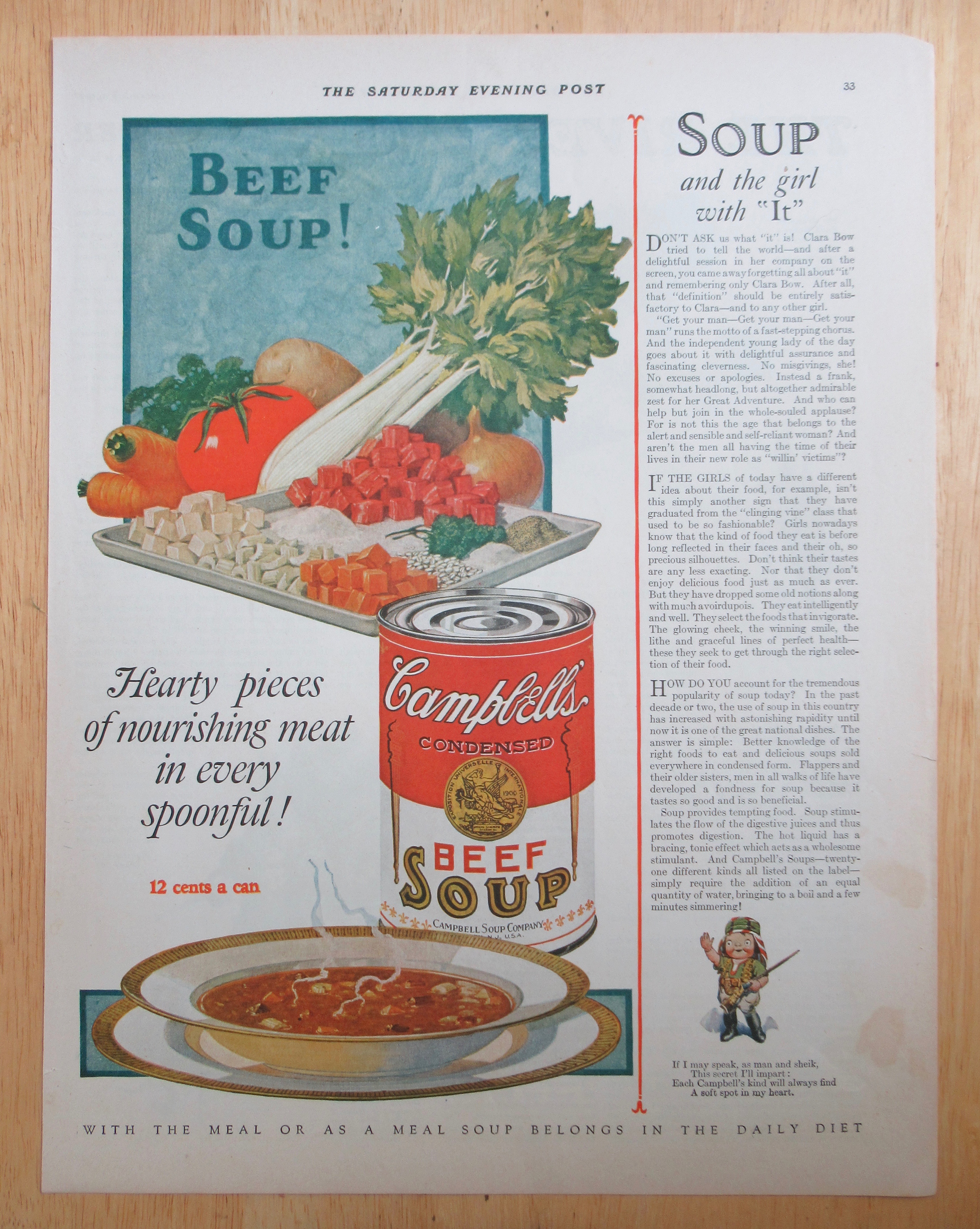1927 Campbell's Beef Soup with Bowl of Soup