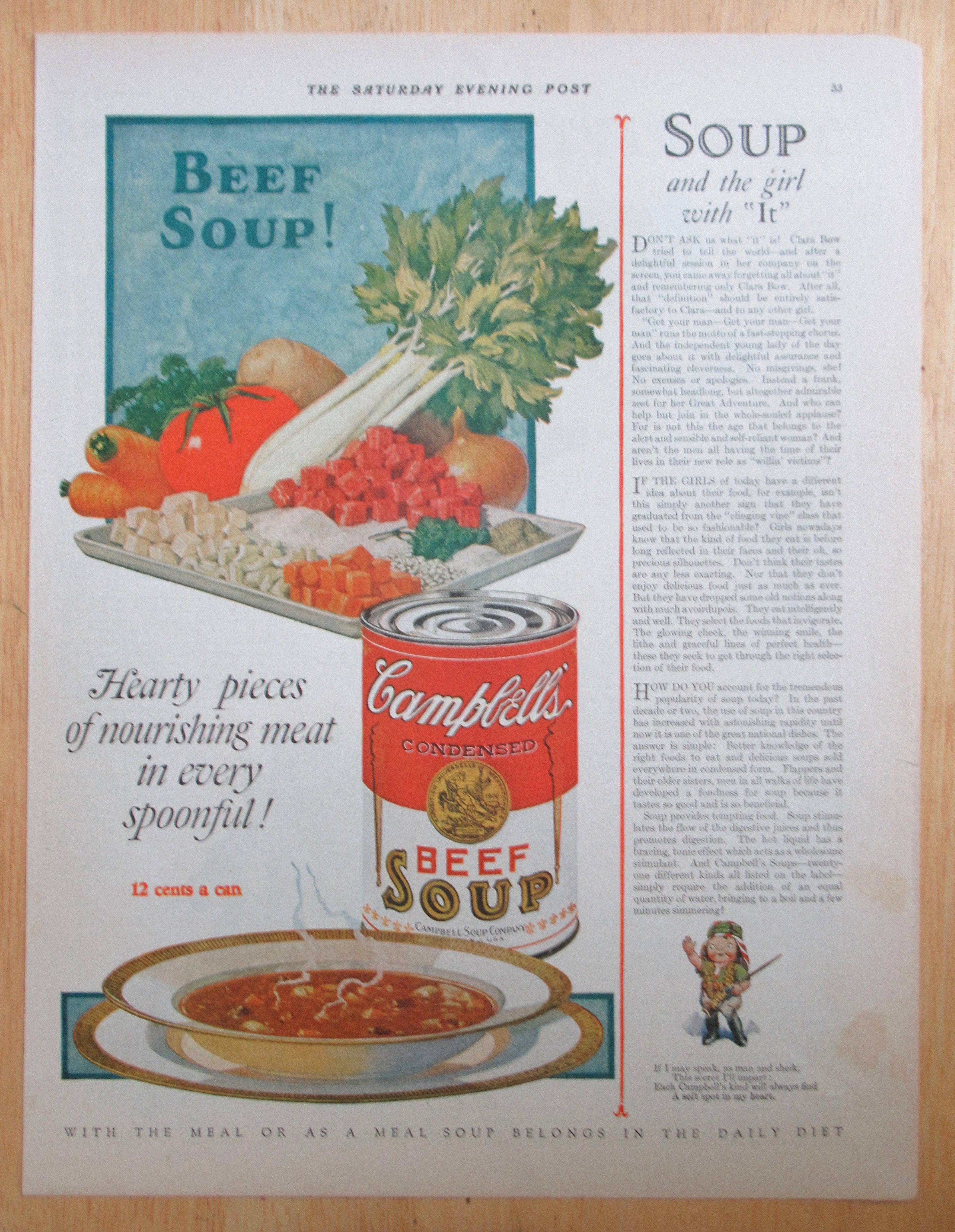 1927 Campbell's Beef Soup with Bowl of Soup
