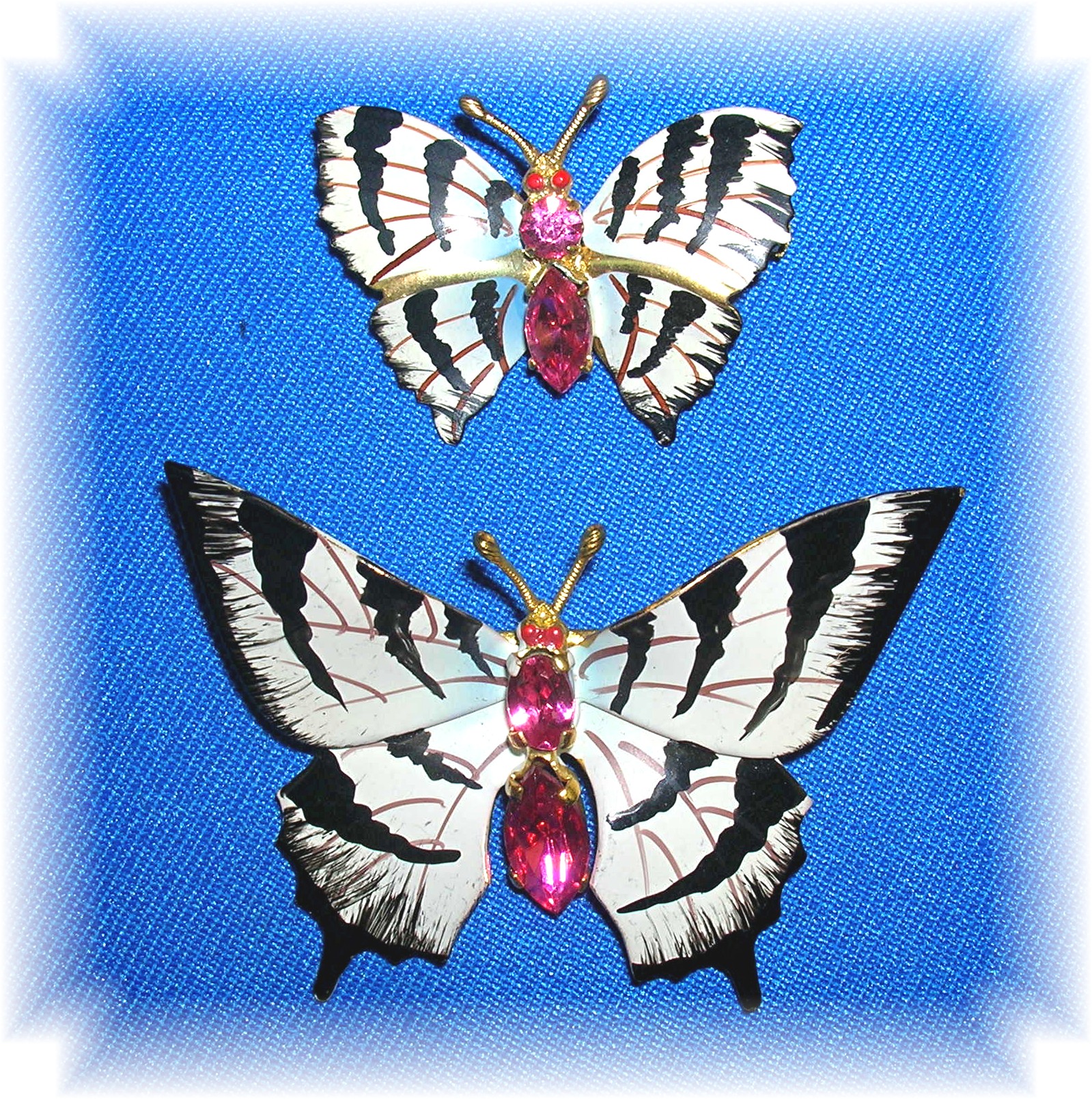 2 Butterfly Brooches Made in Czechoslovakia