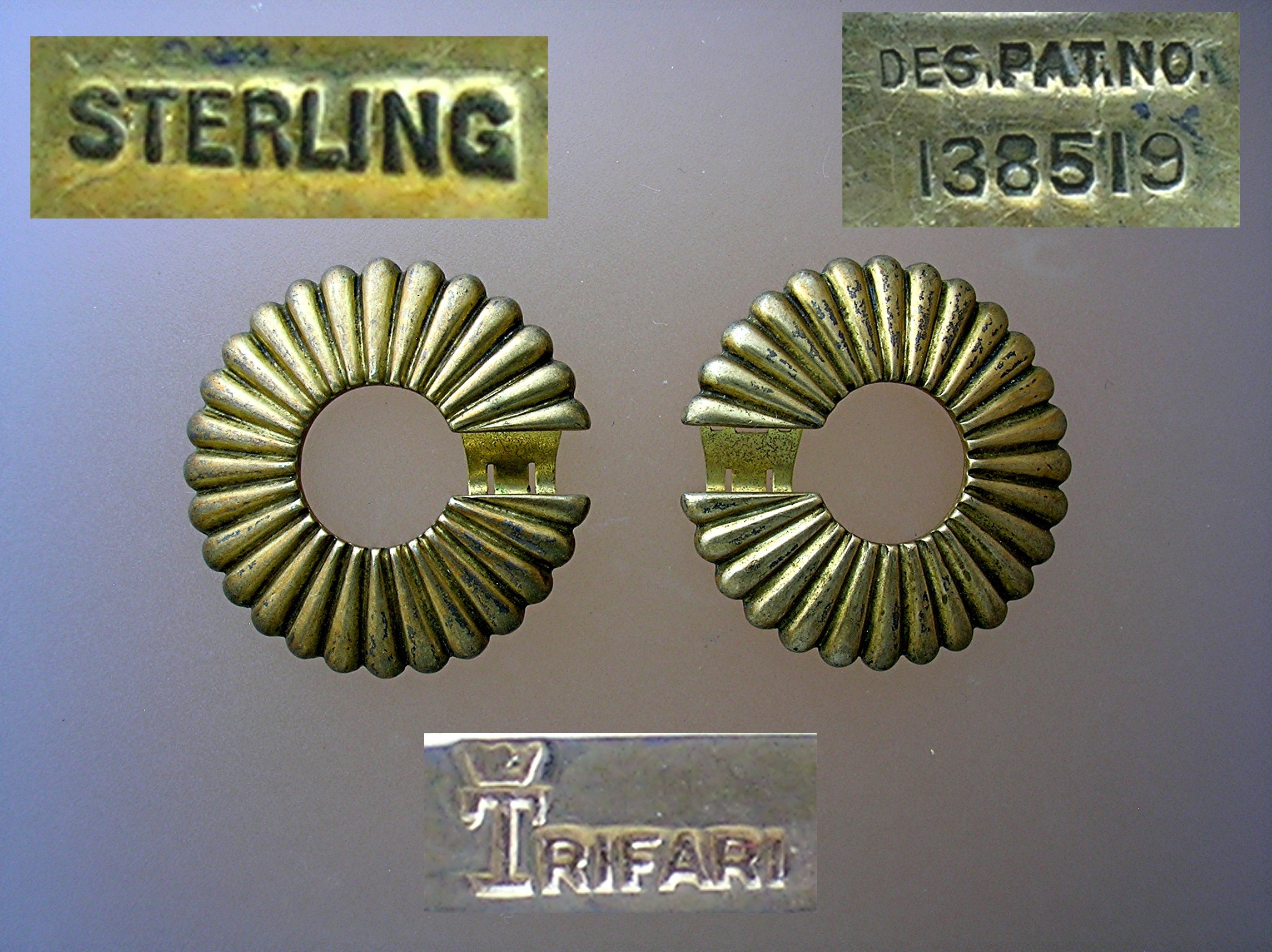 Beautiful Gold Over Silver TRIFARI Earrings