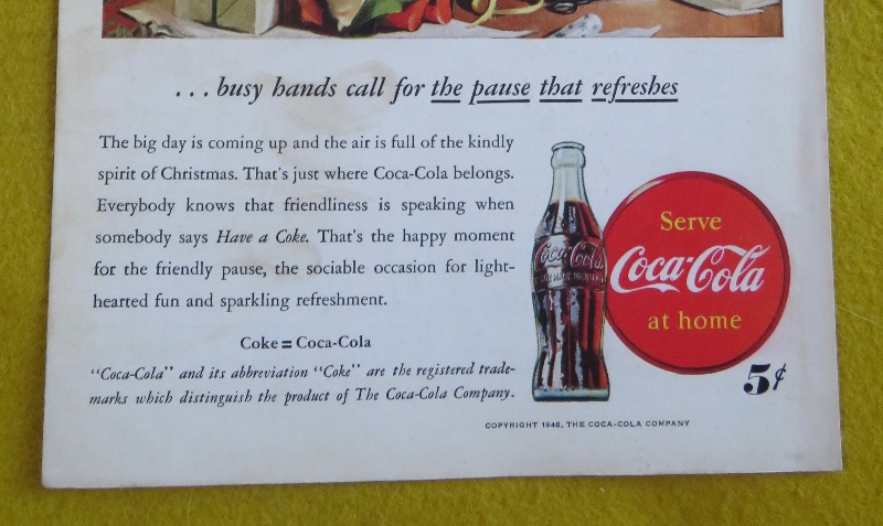 1946 Coca Cola (Coke) With People Wrapping Gifts While Drinking Coke