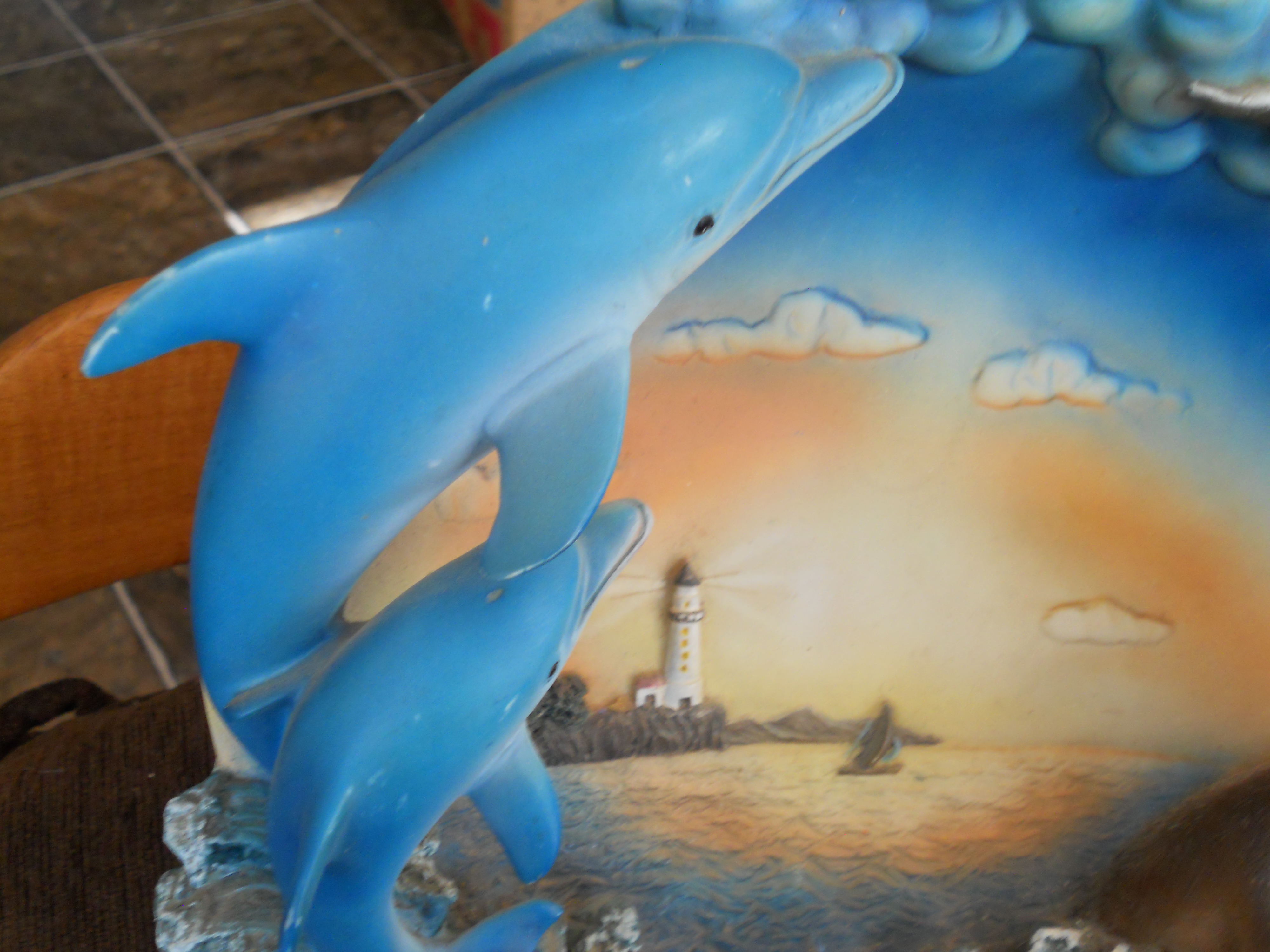 Dolphin Lighthouse Pod Plaque Plate Display