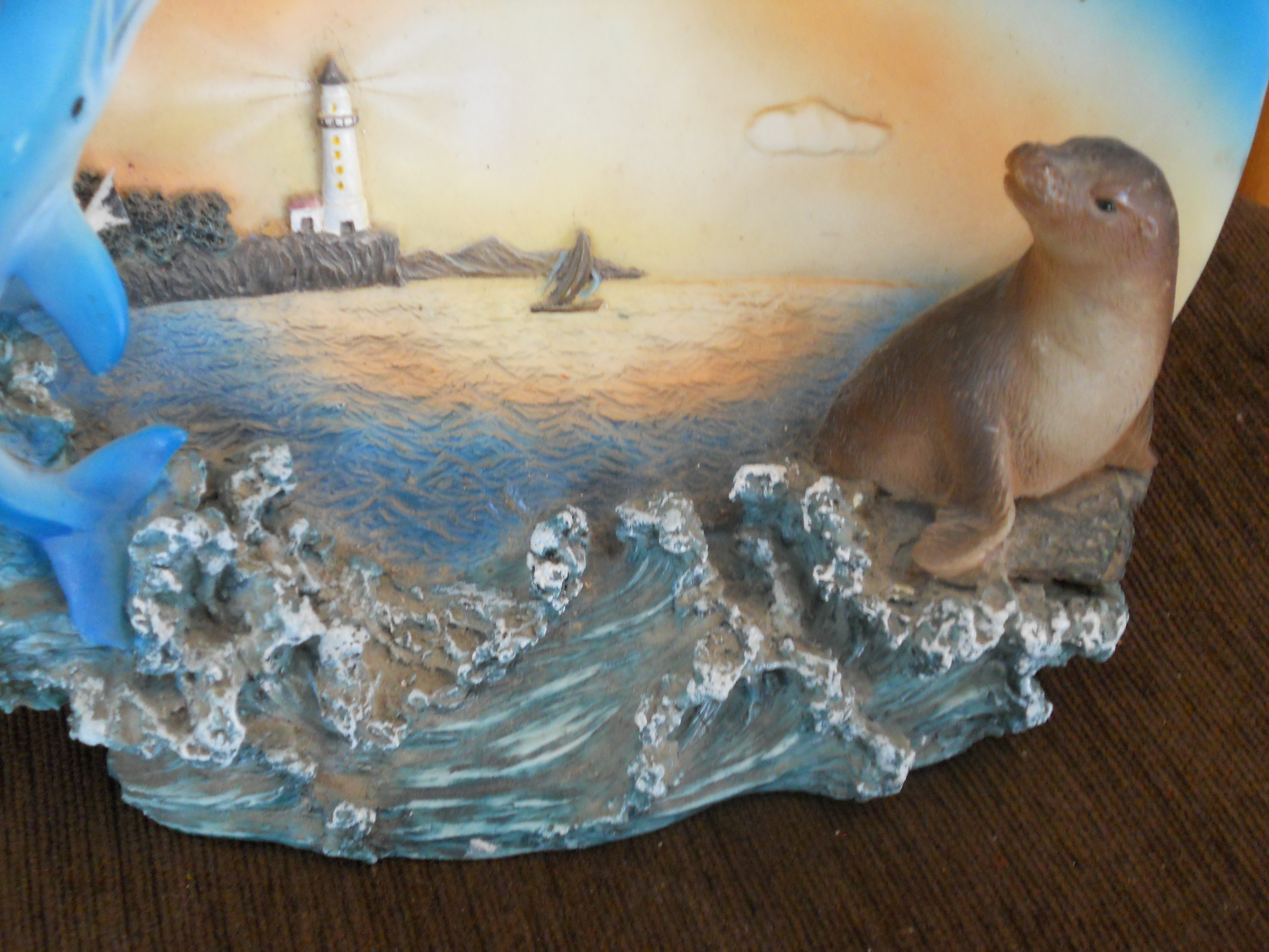 Dolphin Lighthouse Pod Plaque Plate Display