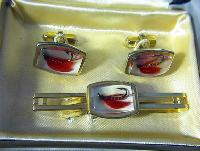 Fish ANSON Fly Fisherman Cuff Link & Tie Clip
