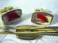 Fish ANSON Fly Fisherman Cuff Link & Tie Clip