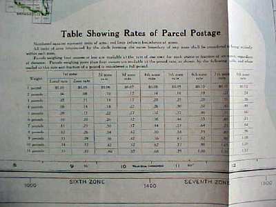 Map US Postal Rates 1912 Large Foldout