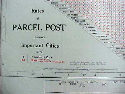 Map US Postal Rates 1912 Large Foldout