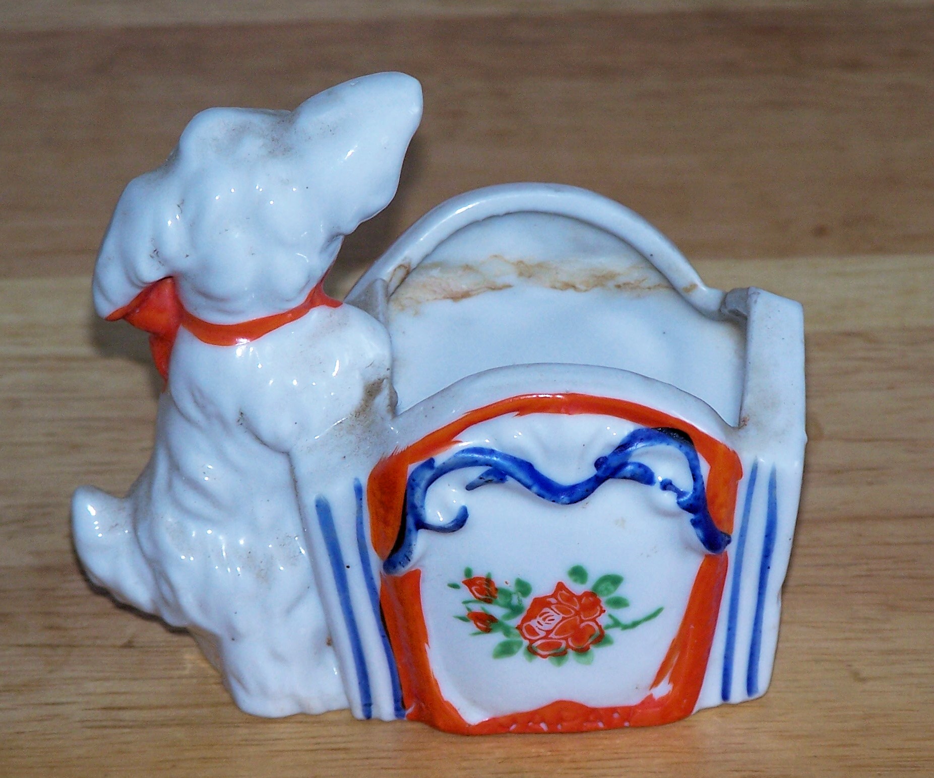 Mij White Terrier Dog Cache Pot Or Planter