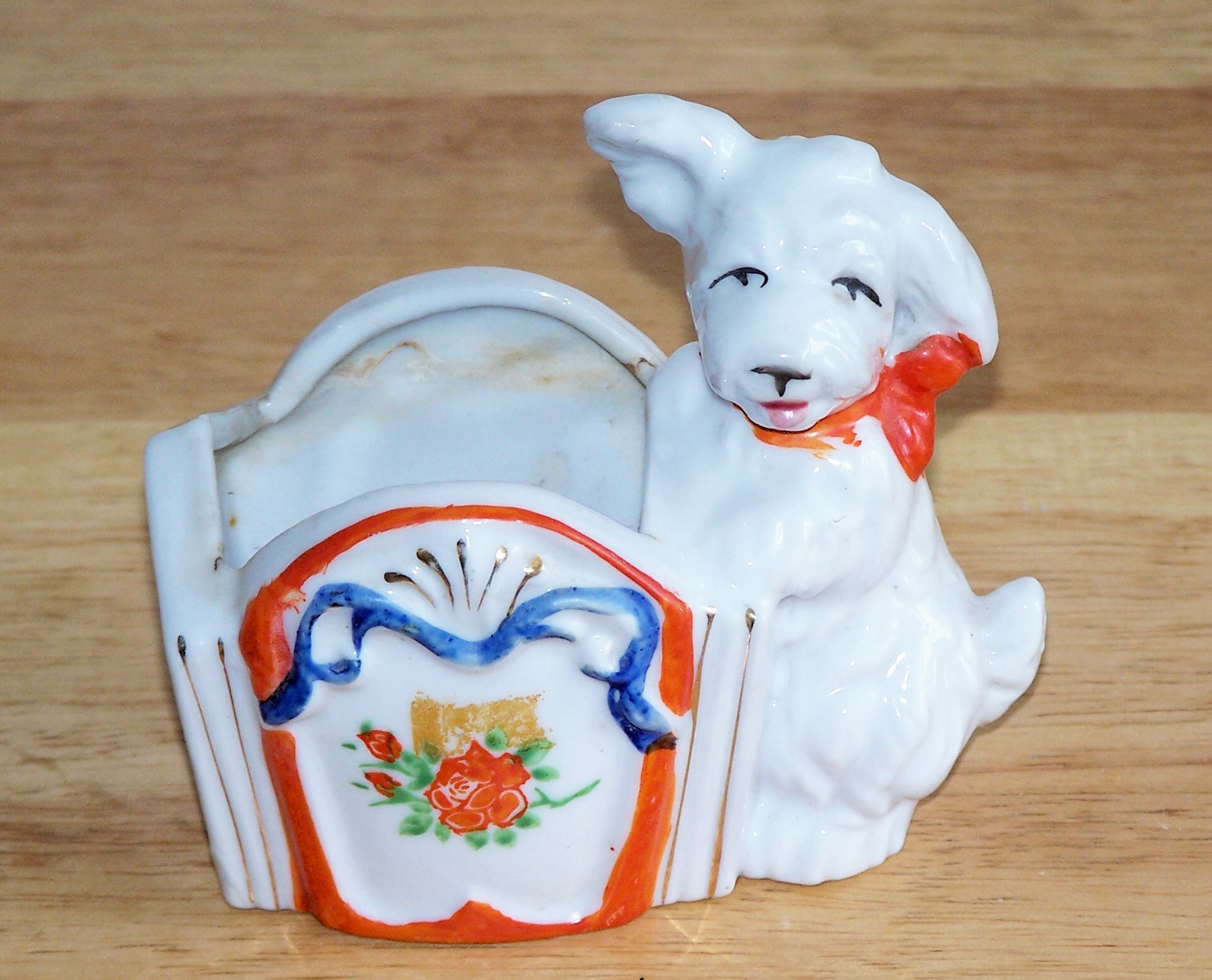 Mij White Terrier Dog Cache Pot Or Planter