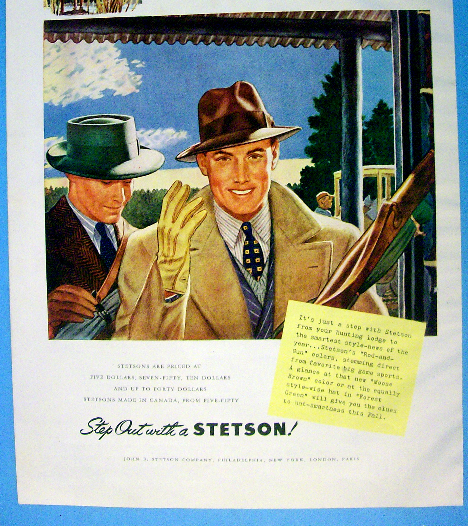 1938 Stetson Hats with the Rod And Gun Colors