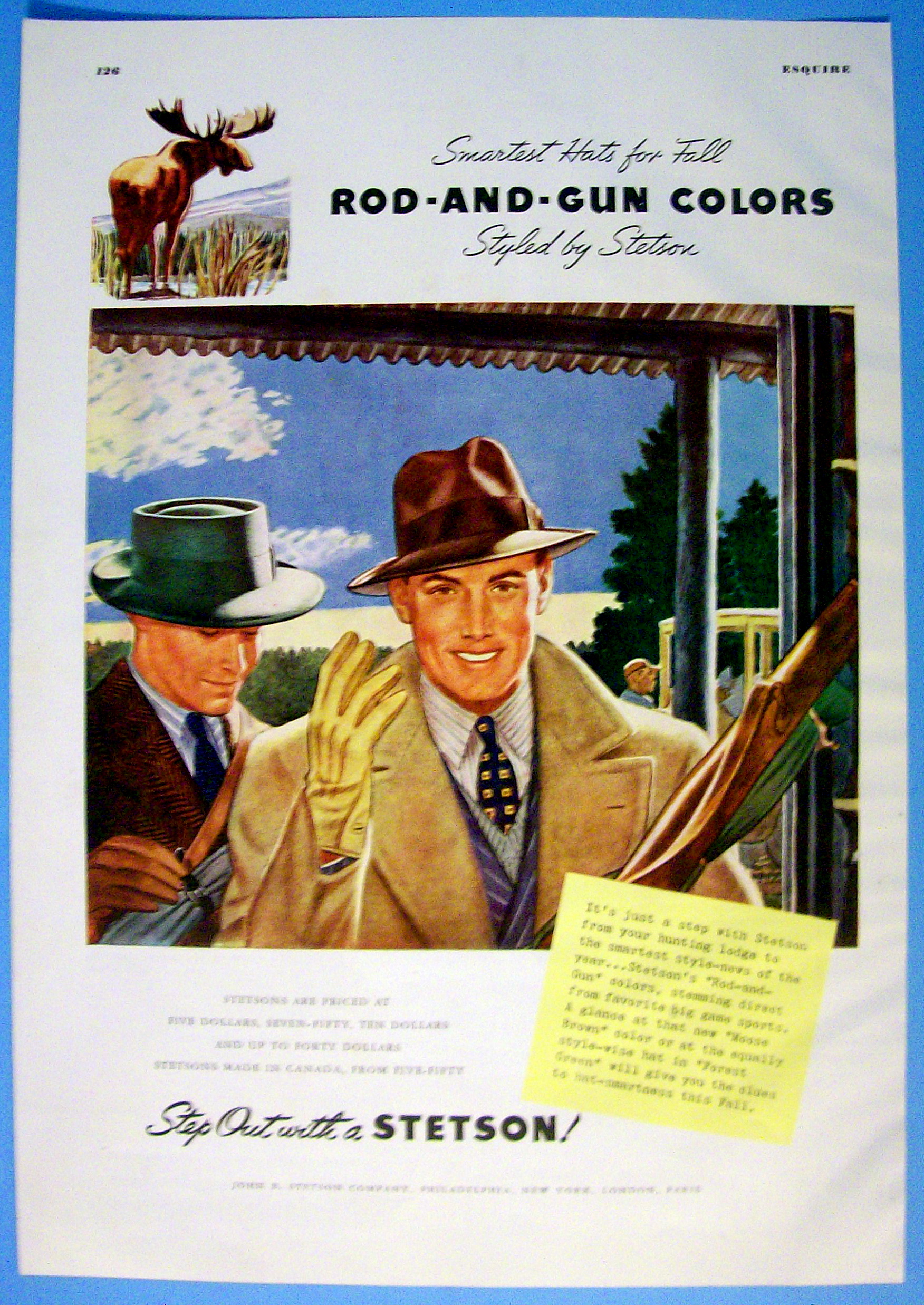 1938 Stetson Hats with the Rod And Gun Colors
