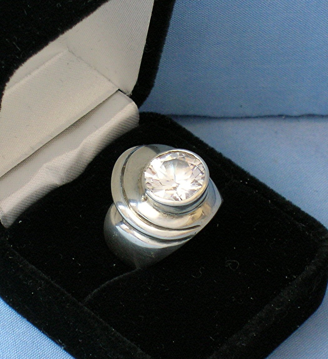Sterling Silver Ring With 4 Ct CZ