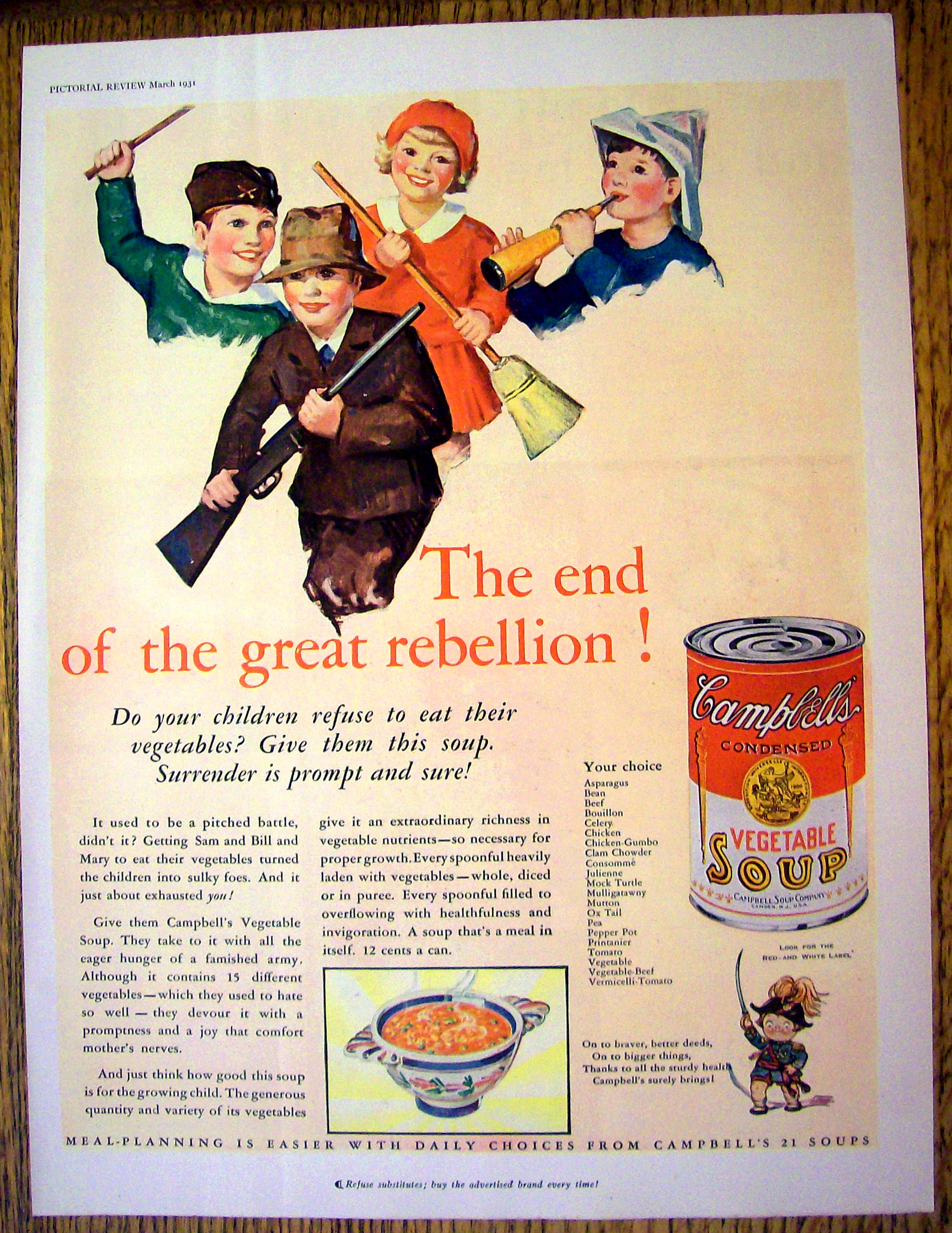 1931 Campbell Vegetable Soup with Children