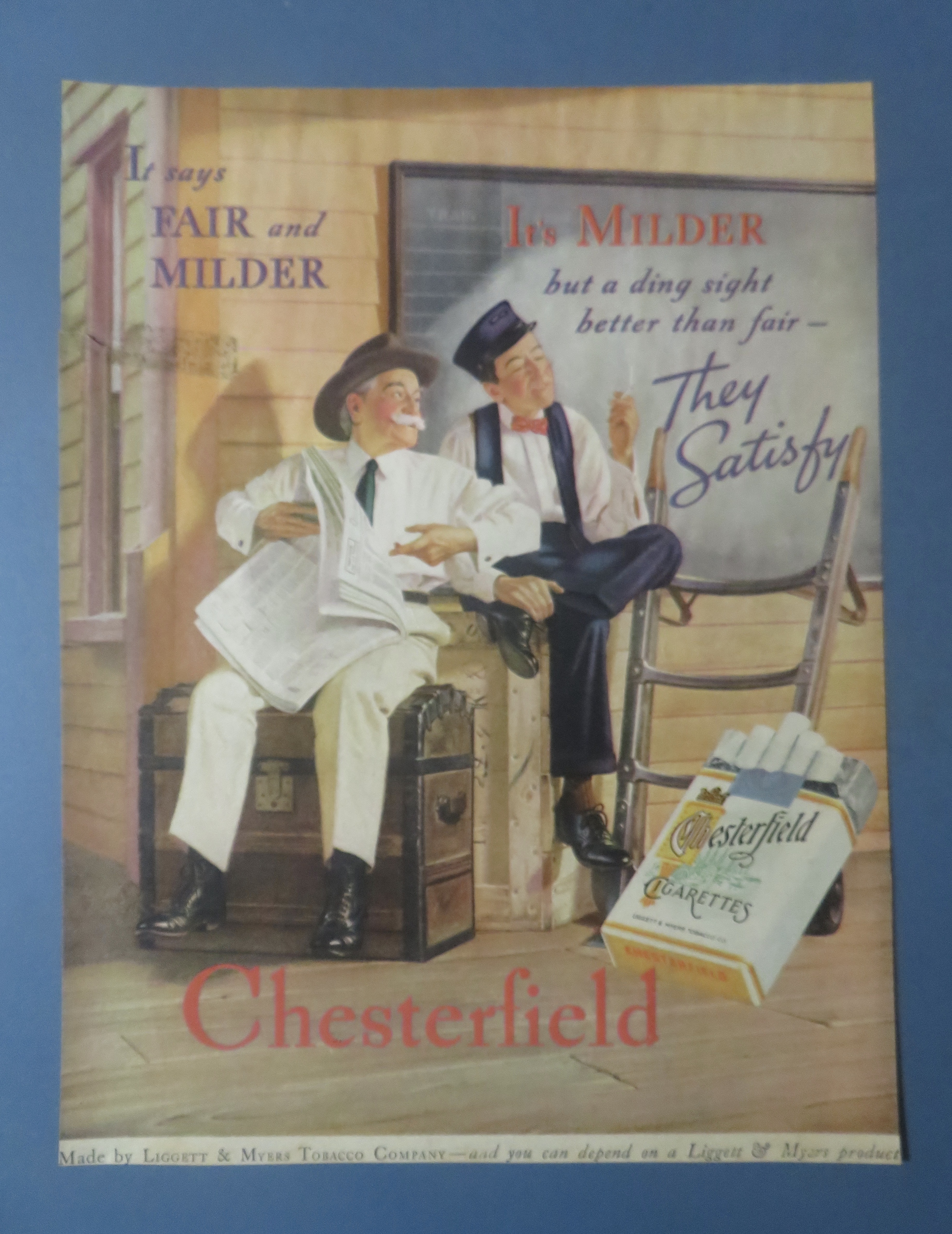 1936 Chesterfield Cigarettes with Two Men Talking