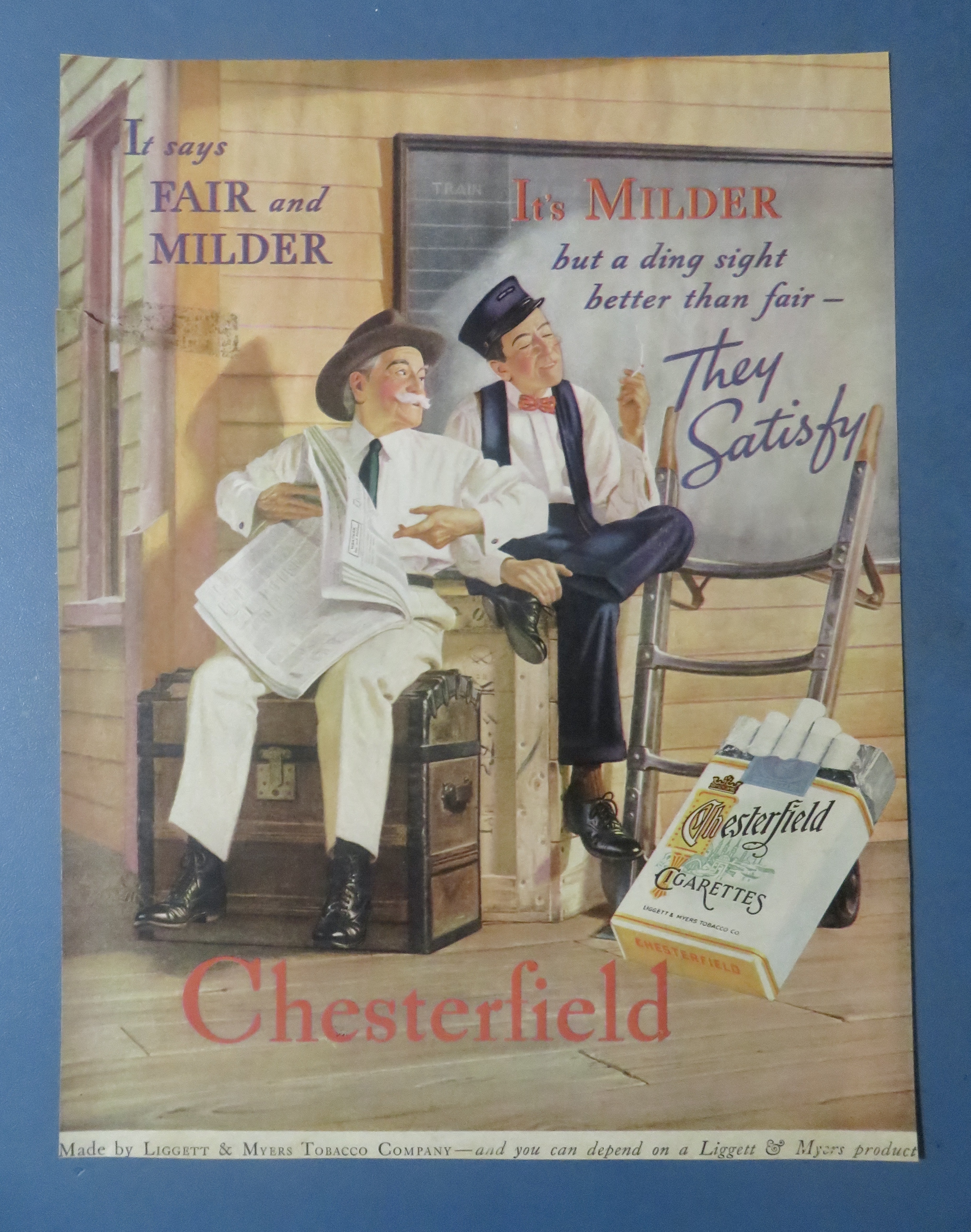 1936 Chesterfield Cigarettes with Two Men Talking