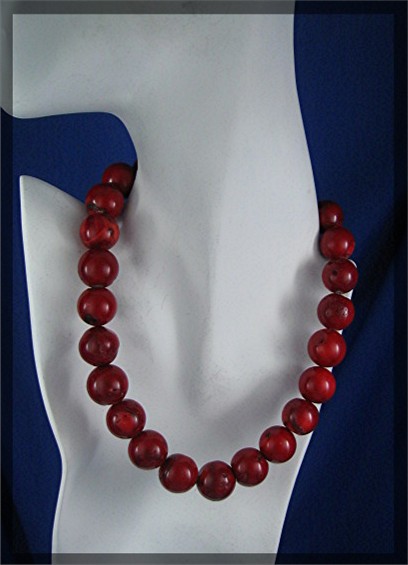 CORAL Bead Necklace Red  15 1/2 inch