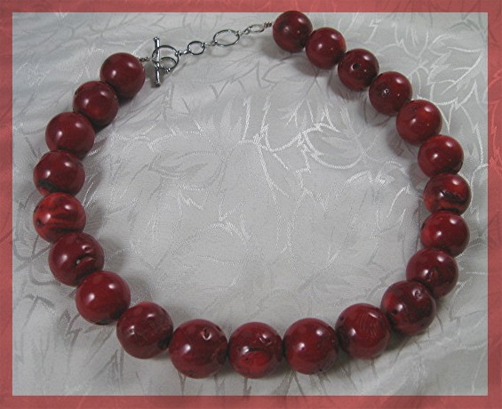 CORAL Bead Necklace Red  15 1/2 inch