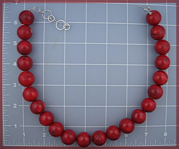 CORAL Bead Necklace Red  15 1/2 inch