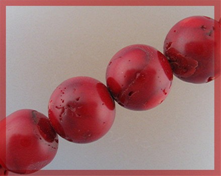 CORAL Bead Necklace Red  15 1/2 inch