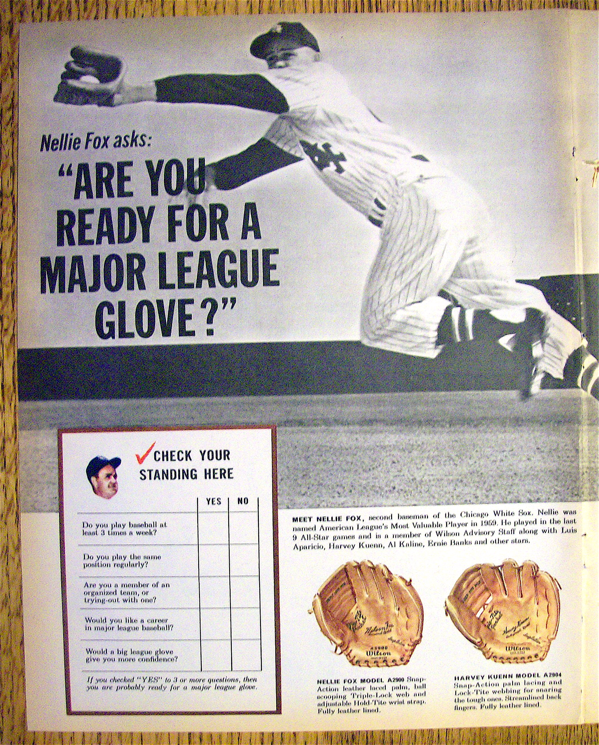 1961 Wilson A2000 Baseball Glove with Nellie Fox